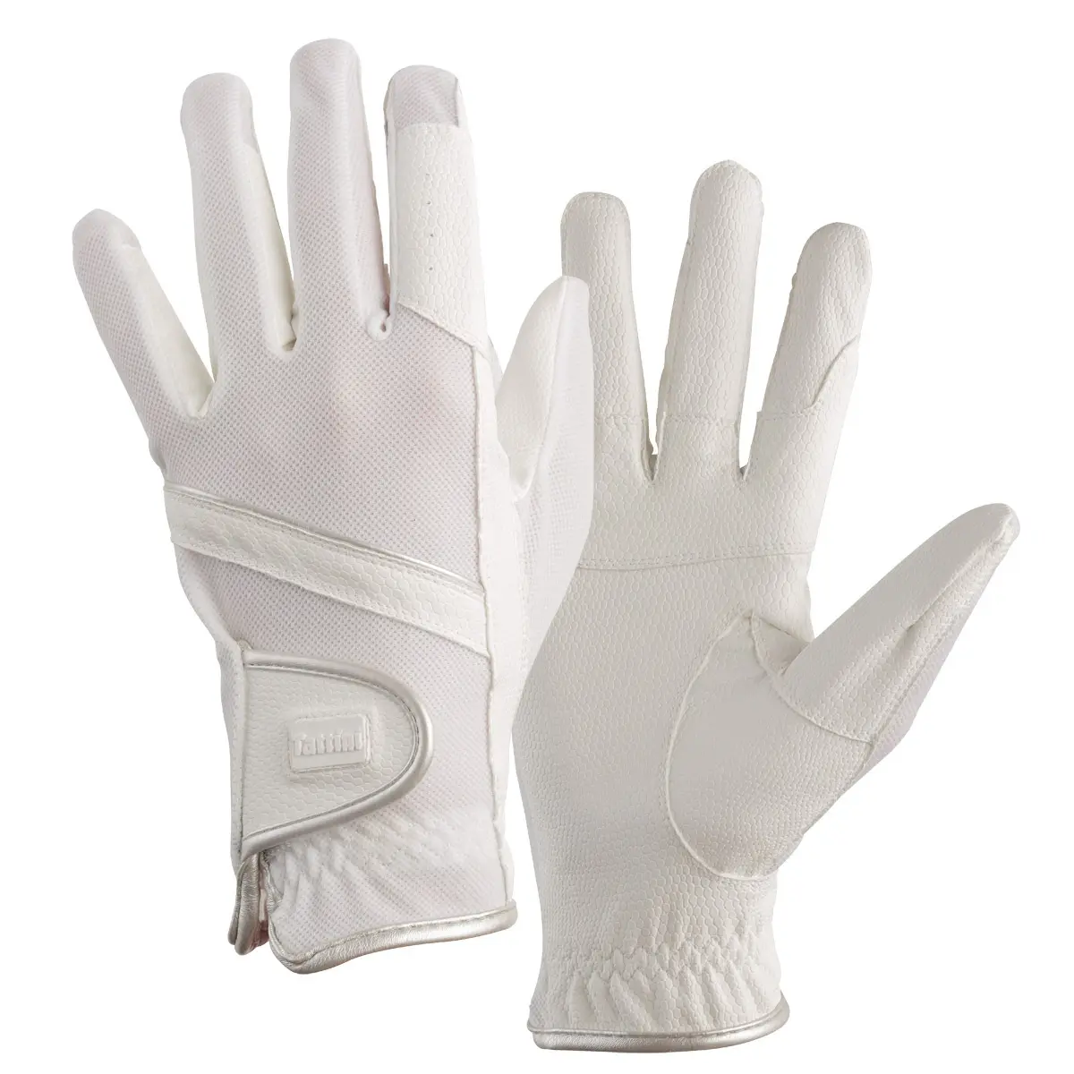 Tattini Blanc Silver And Technical Fabric Gloves
