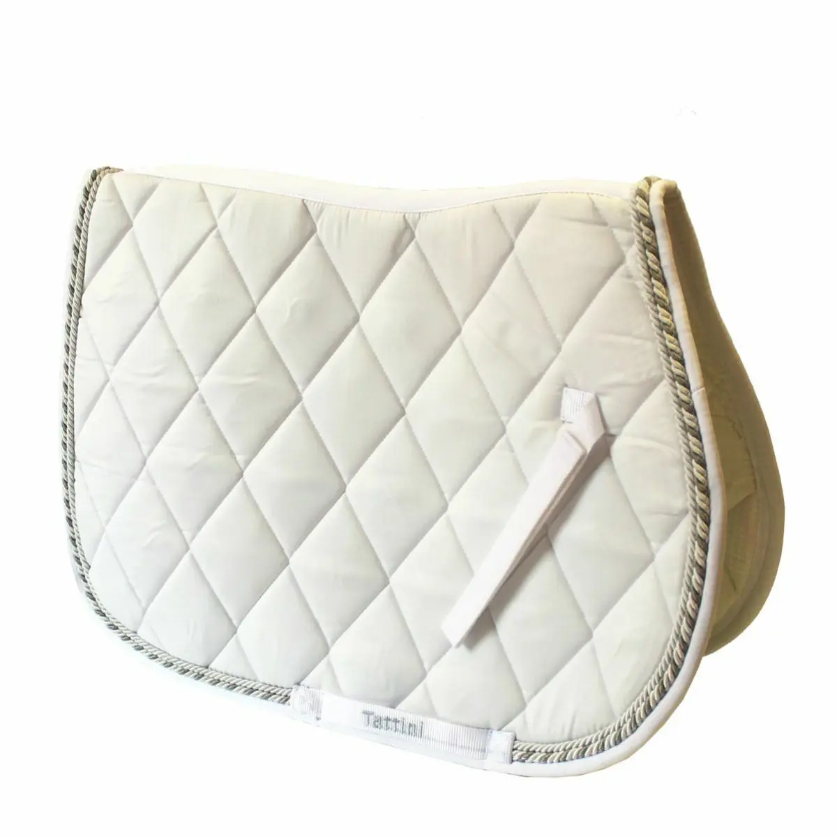 Tattini Blanc Saddle Pad For Horse With Diamond Stitching And Triple Piping