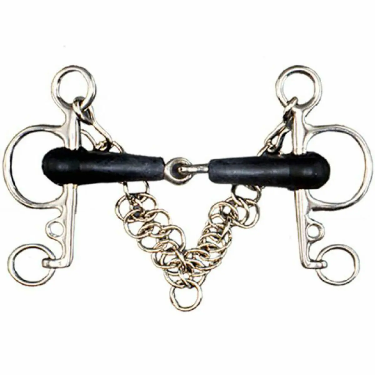 Comparer les prix de Pelham pour cheval brisé en inox et caoutchouc avec gourmette Tattini