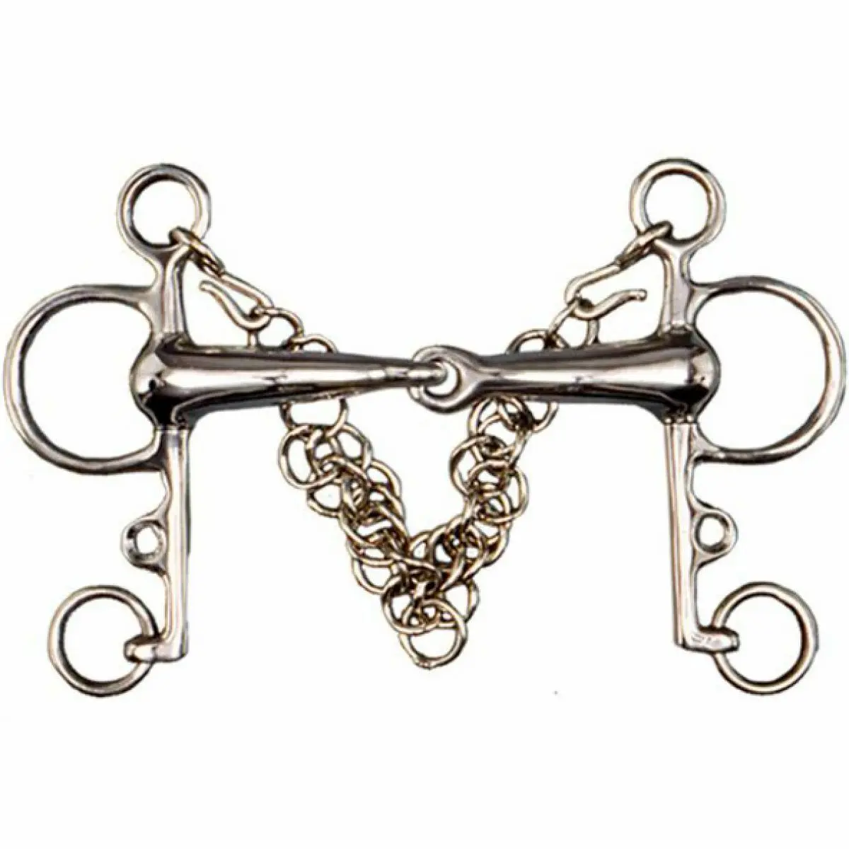 Tattini Argenté Pelham For Horse Hollow Stainless Steel Break + Curb Chain Pelham
