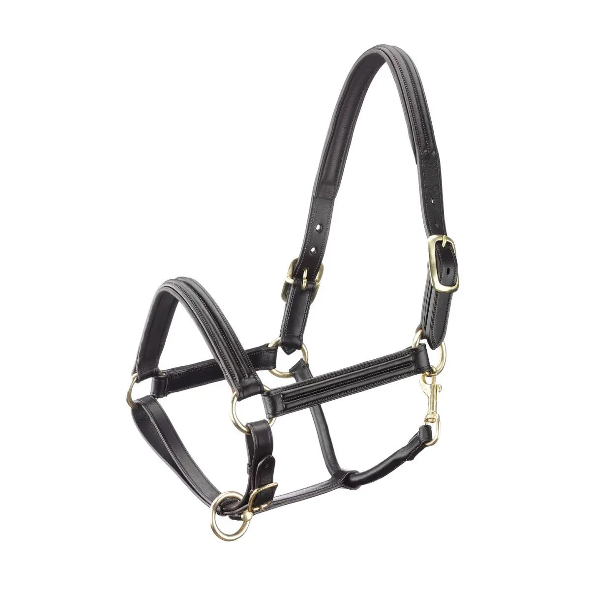 Tattini Noir Halter For Horse In Leather With Curved Lining