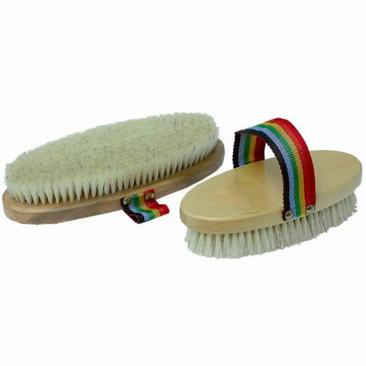 Tattini Beige Soft Horse Brush Made Of Wood/Silk.