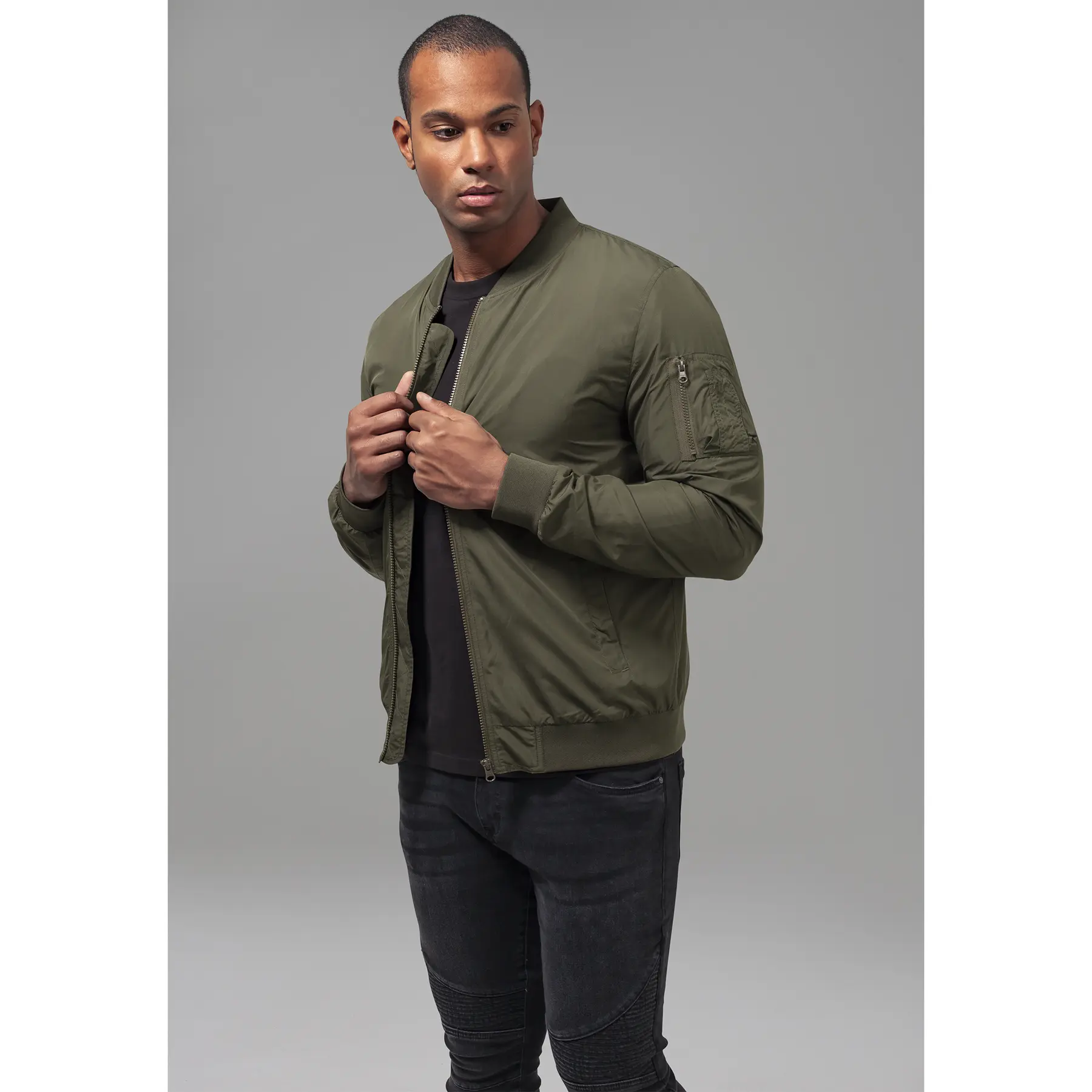 4053838158562 - Jacke Herren LIGHT BOMBER JACKET TB1258 Dunkelgrün Dark Olive