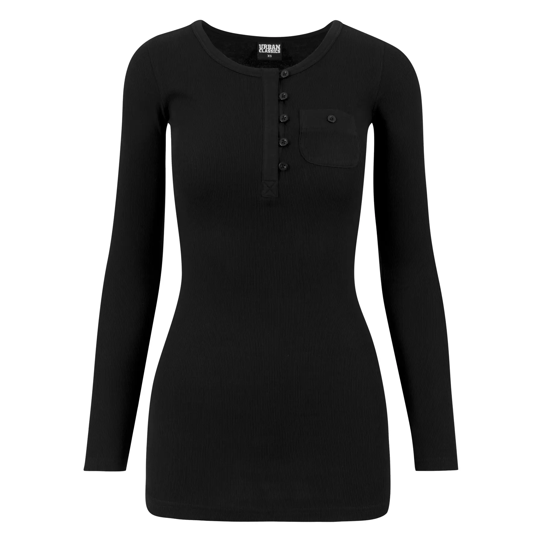 4053838136638 - Ladies Long Rib Pocket Turnup Tee Langarmshirt schwarz in L