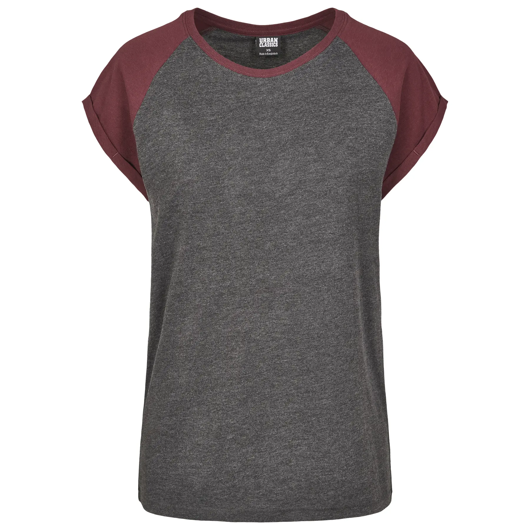4053838460993 - T-Shirt LADIES CONTRAST RAGLAN TEE TB1913 Dunkelgrau Charcoal Redwine