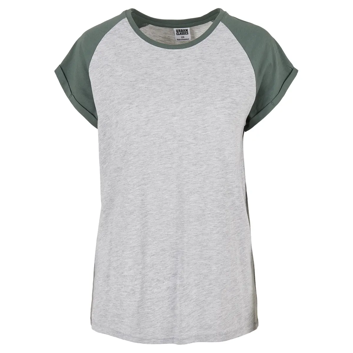 4053838773291 - Ladies Contrast Raglan Tee T-Shirt grau meliert grün in M 4053838773291 - Ladies Contrast Raglan Tee T-Shirt grau meliert grün in M
