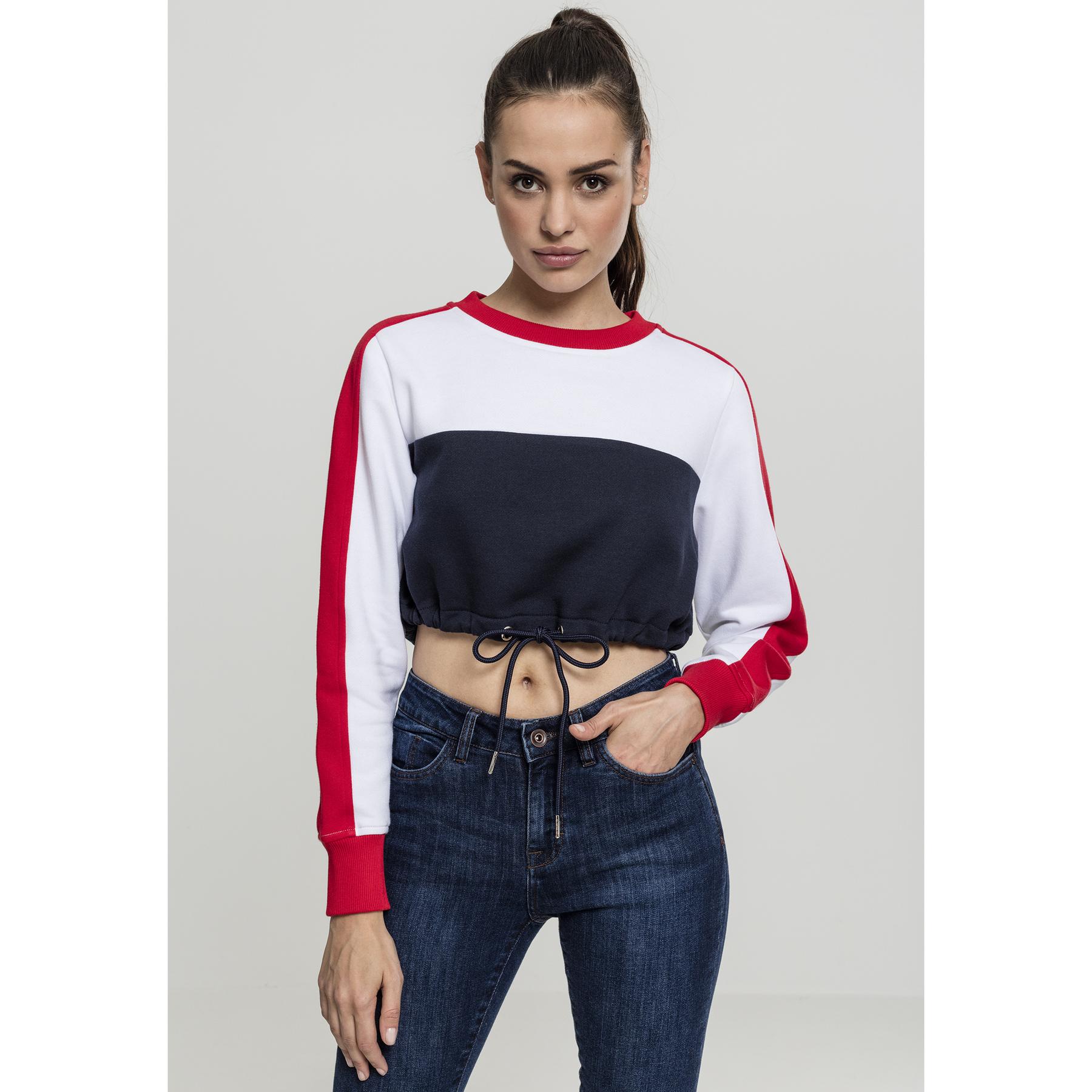 4053838269114 - Damen Sweater Cropped 3-Tone Stripe Crew