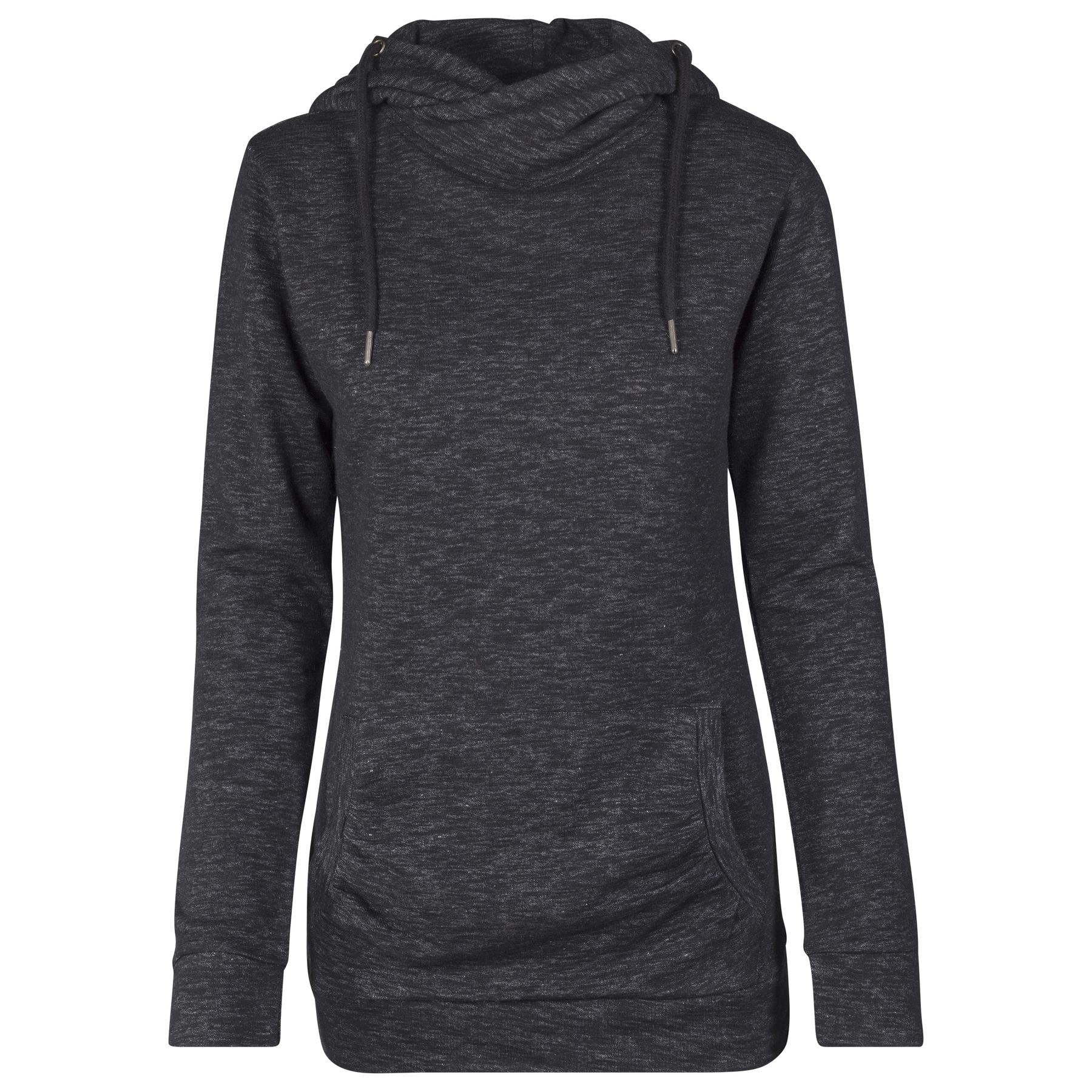 4053838312254 - Ladies Slub Terry High Neck Hoody Kapuzenpullover schwarz