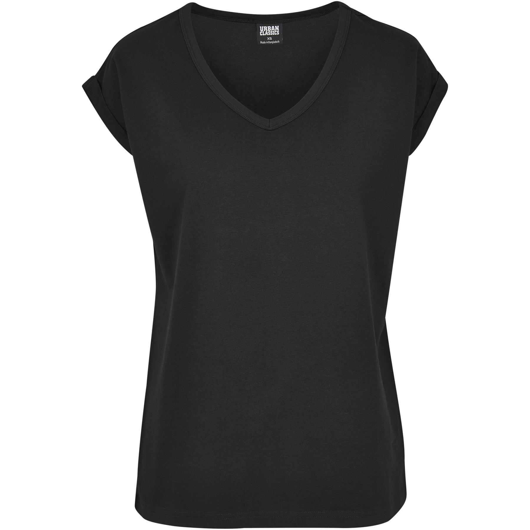 4053838428528 - Ladies Round V-Neck Extended Shoulder Tee T-Shirt schwarz in XS 4053838428528 - Ladies Round V-Neck Extended Shoulder Tee T-Shirt schwarz in XS