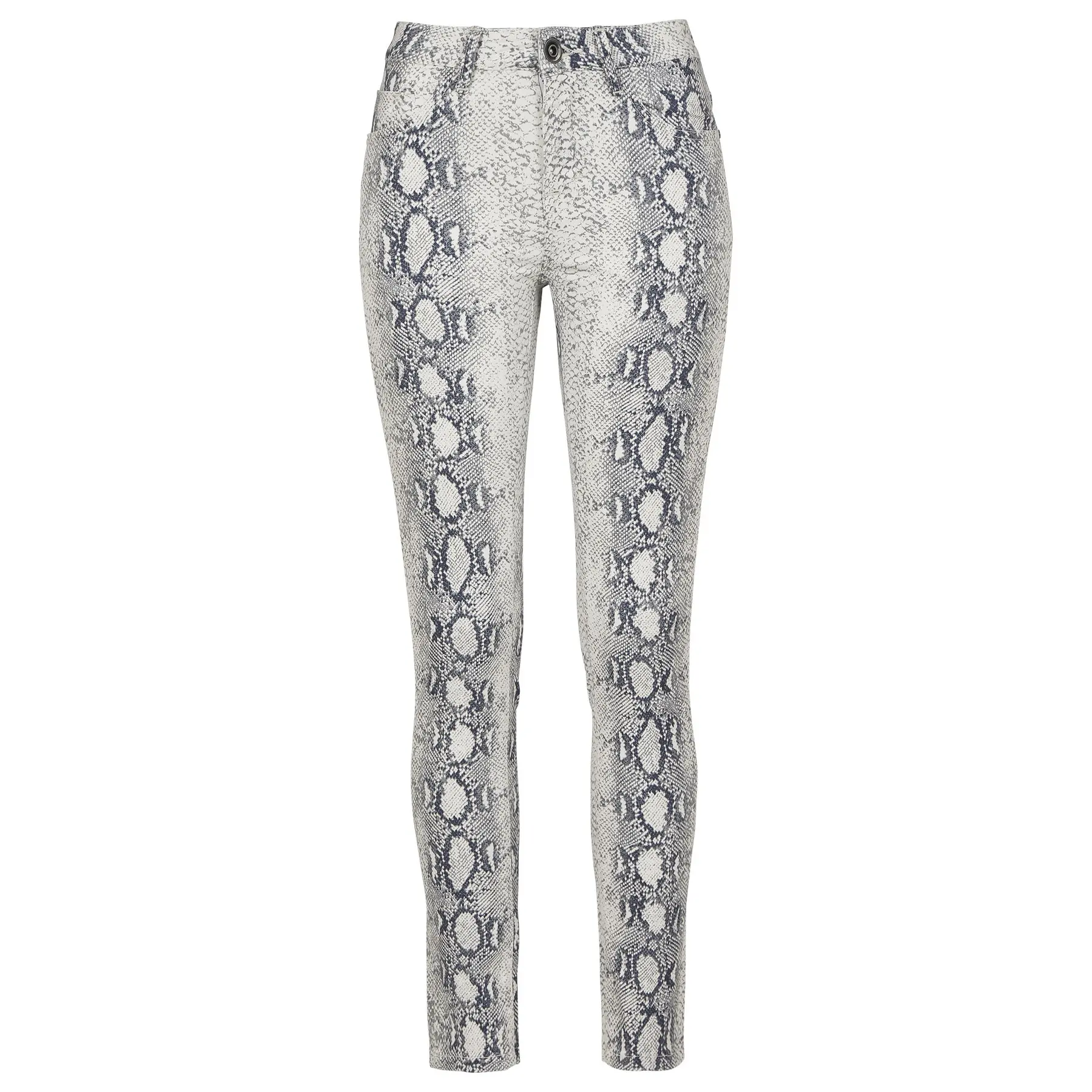4053838423646 - Ladies Snake Stretch Twill Skinny Pants Stoffhose altweiß grau in L