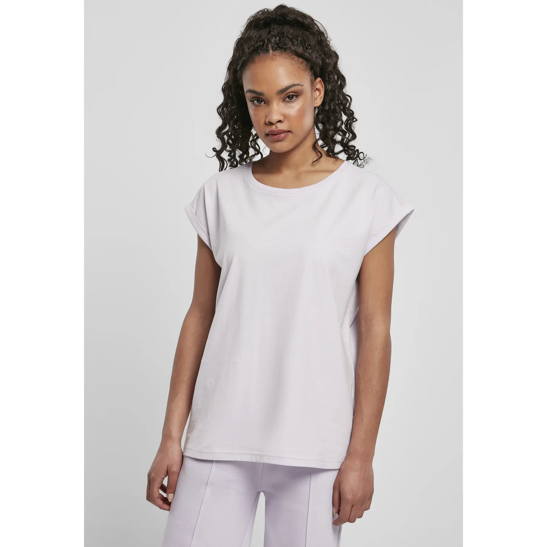 Urban Classics Ladies Organic Extended Shoulder Tee, Maglietta Donna, Viola (Softlilac), Xs-image
