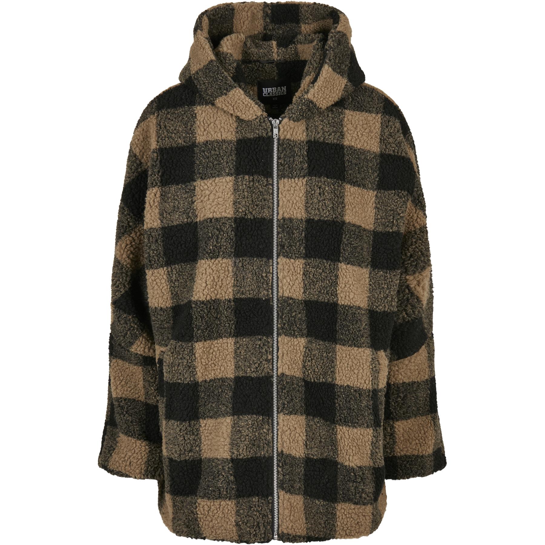 4065812009340 - Ladies Hooded Oversized Check Sherpa Jacket Übergangsjacke braun 4065812009340 - Ladies Hooded Oversized Check Sherpa Jacket Übergangsjacke braun