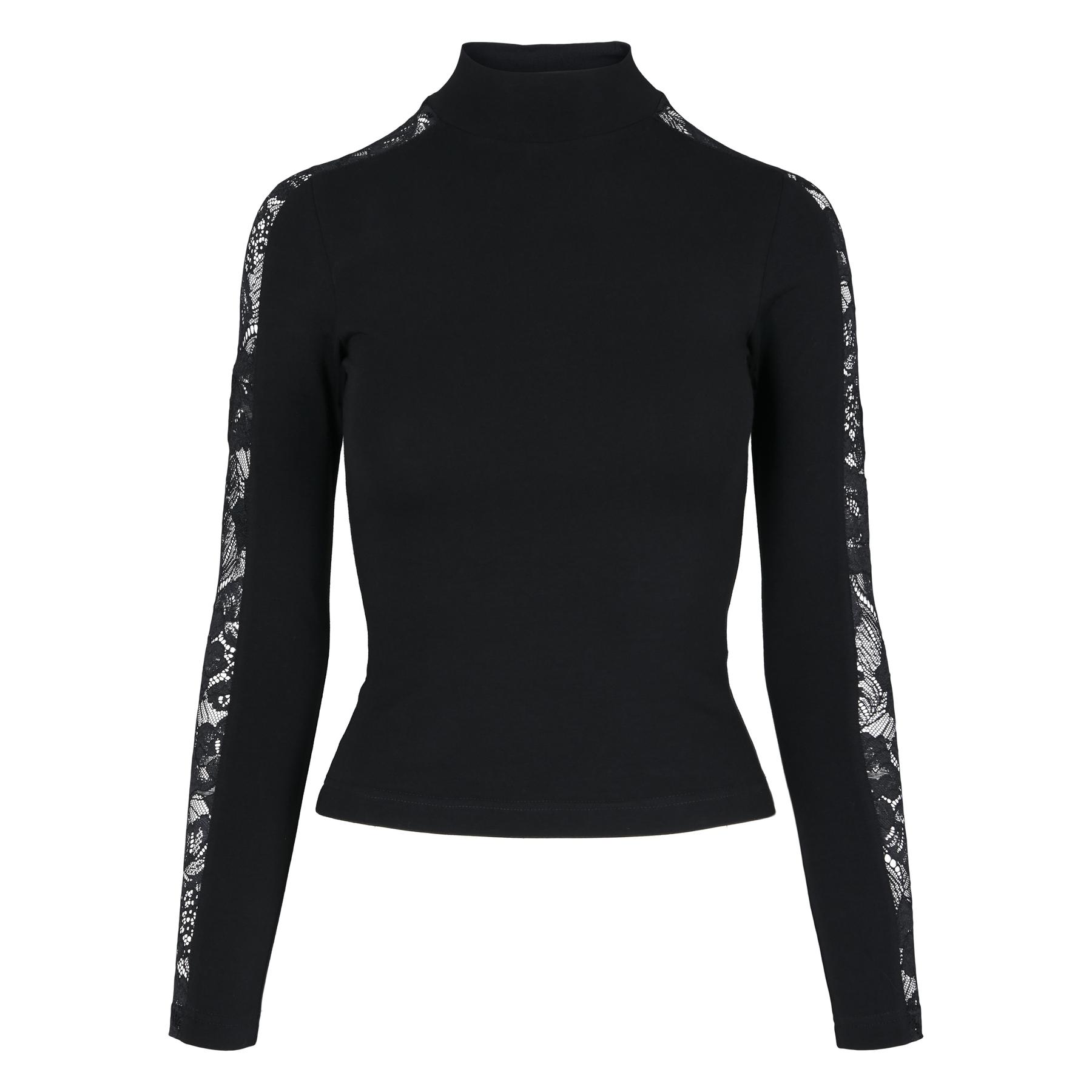 4053838528068 - Ladies Lace Striped Longsleeve Langarmshirt schwarz in XS