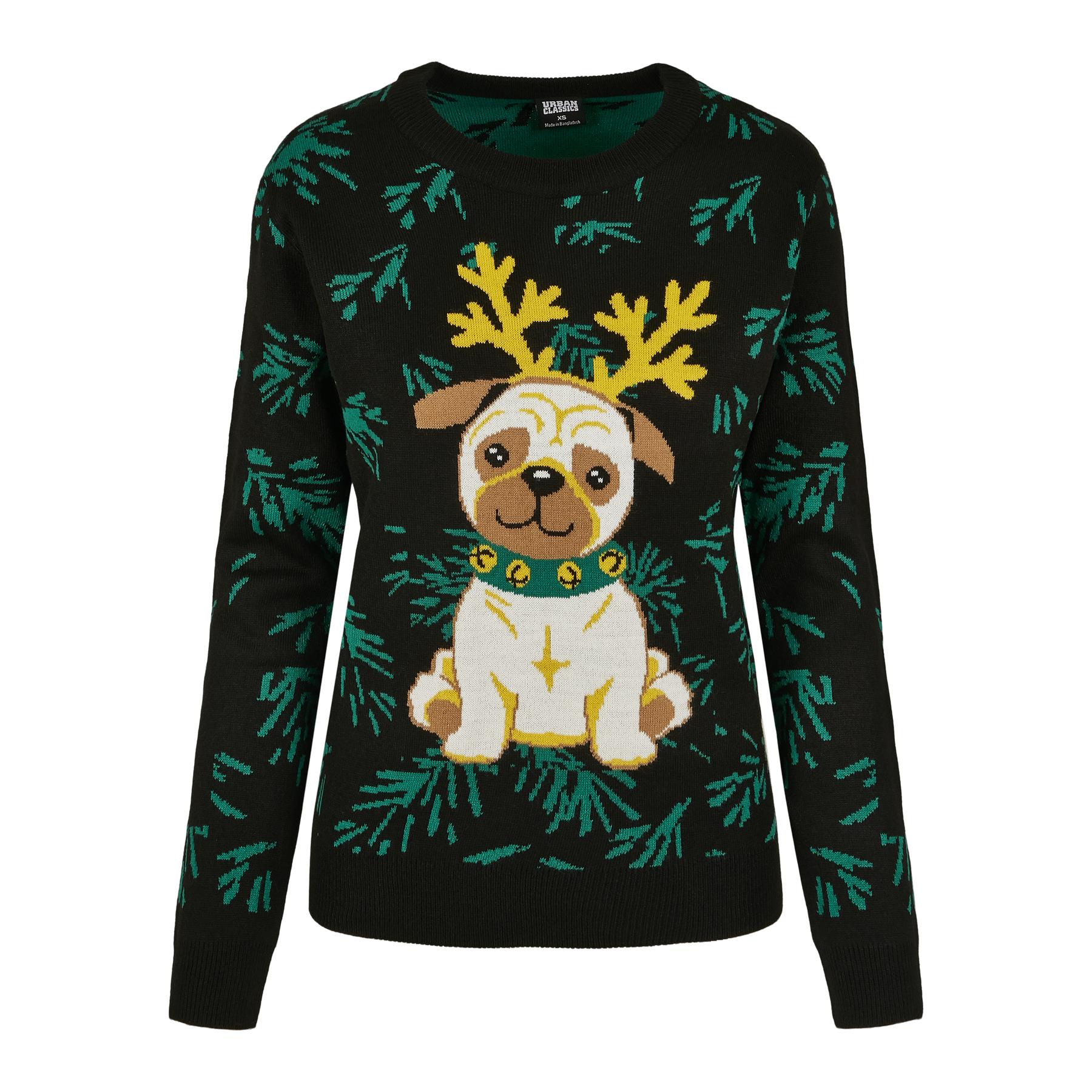 4053838528006 - Ladies Pug Christmas Sweater Weihnachtspullover schwarz grün in XL