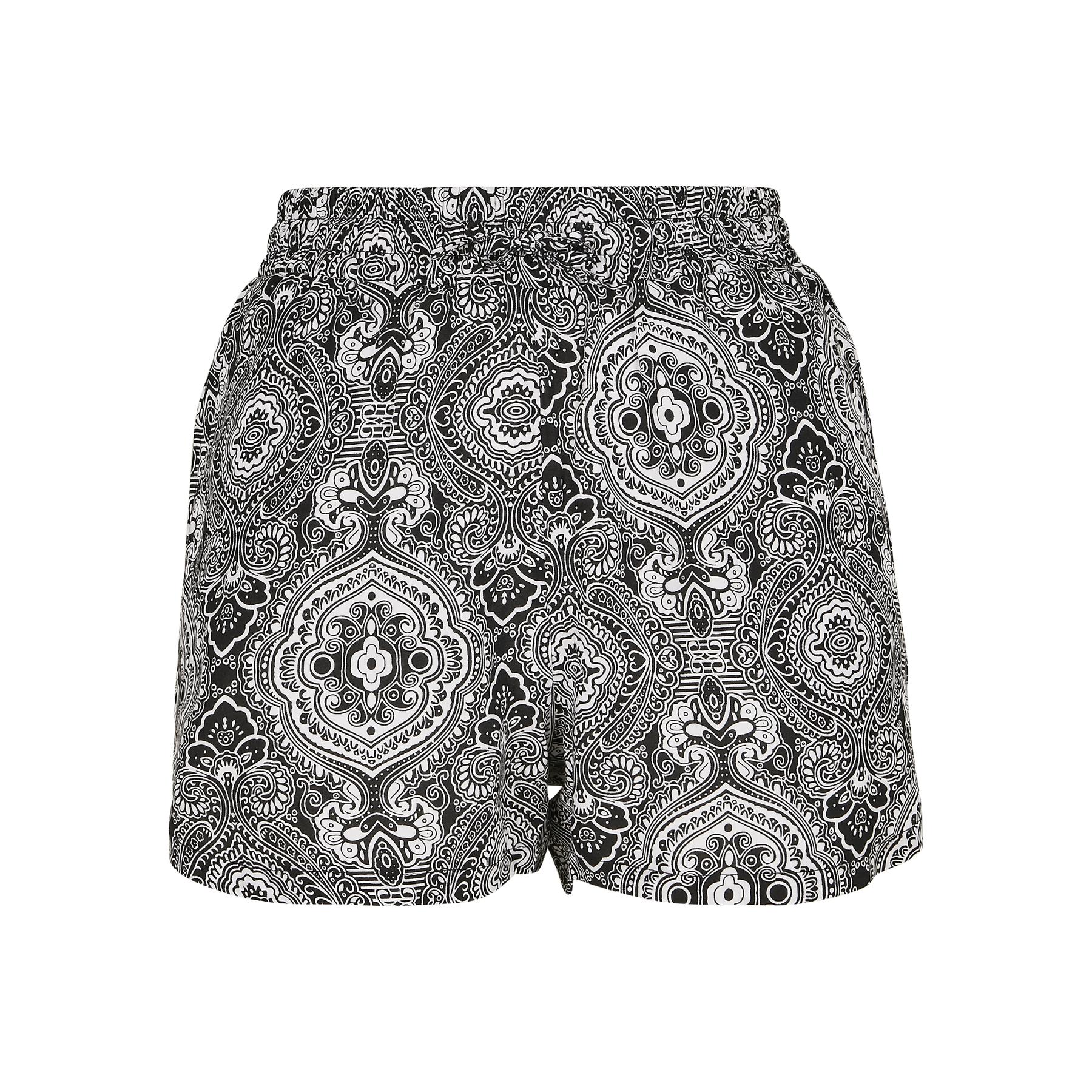 4053838548844 - Ladies AOP Viscose Resort Shorts Short schwarz weiß