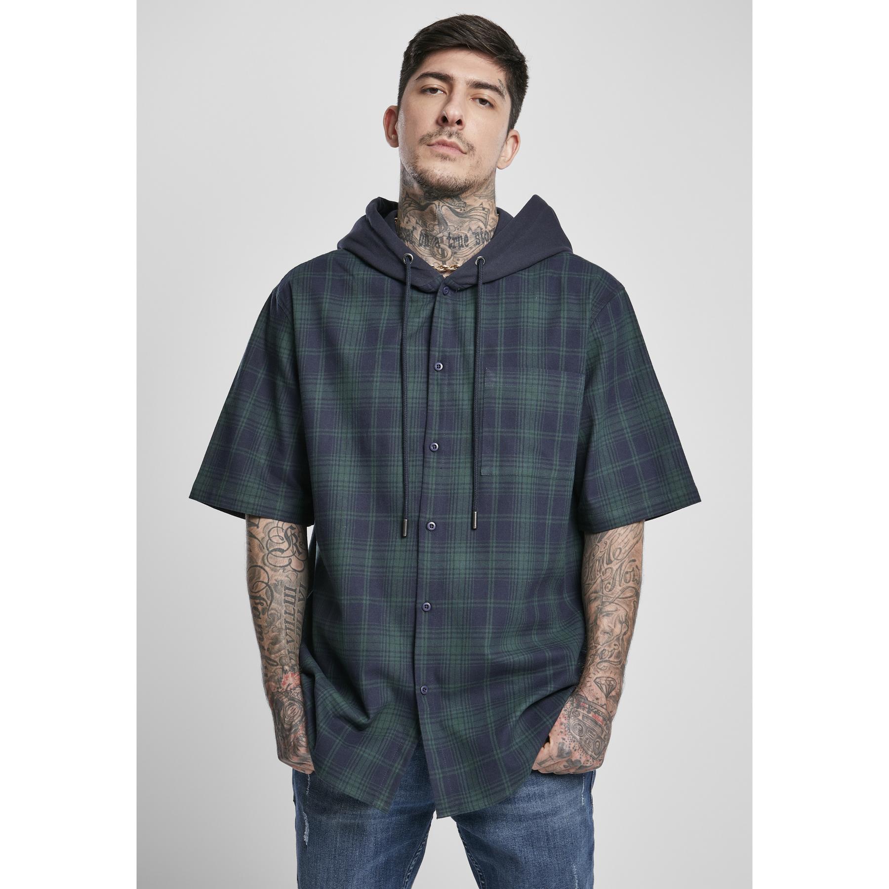 4053838559833 - Hooded Short Sleeve Shirt Kurzarmhemd schwarz rot 4053838559833 - Hooded Short Sleeve Shirt Kurzarmhemd schwarz rot