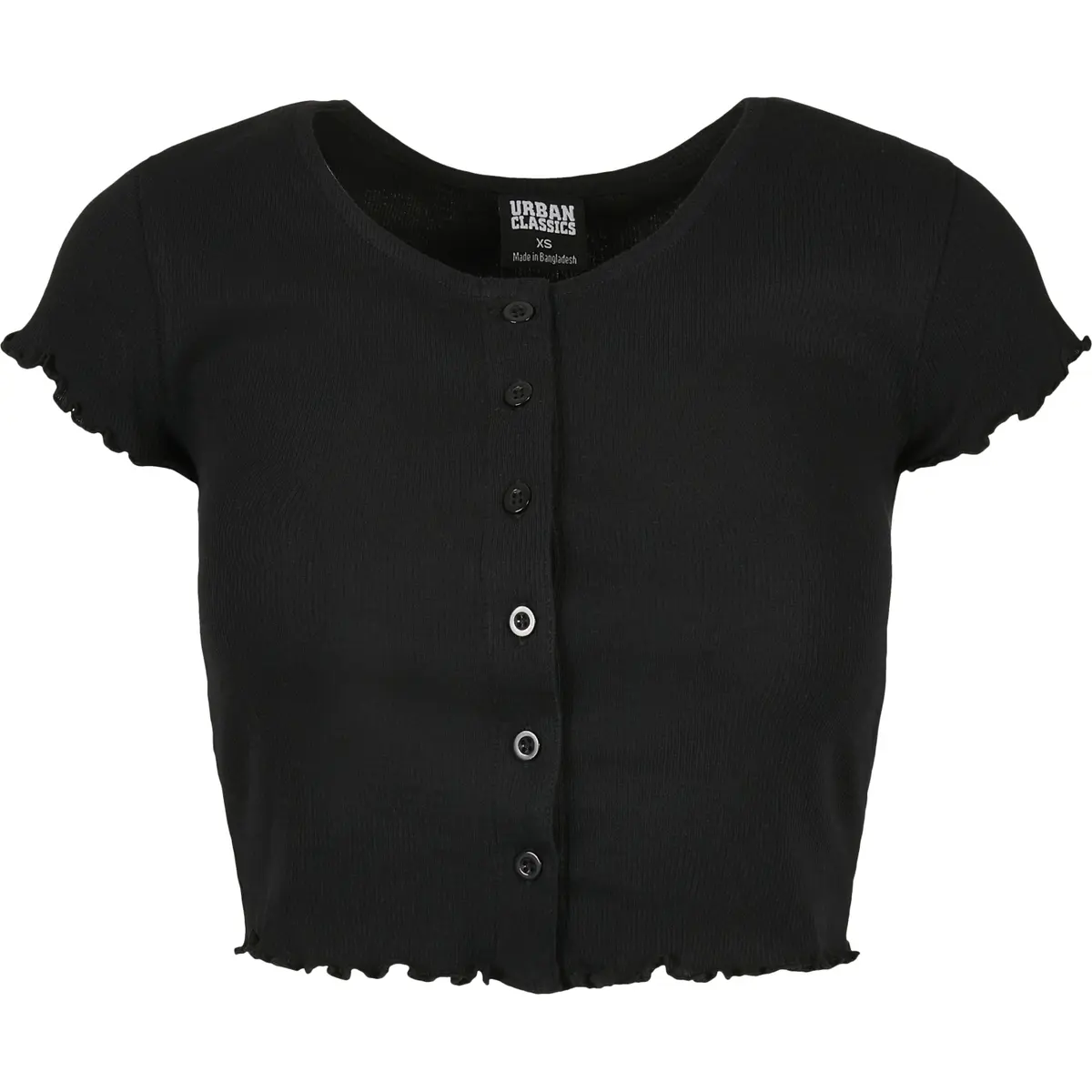 4053838778937 - Ladies Cropped Button Up Rib Tee T-Shirt schwarz in XS 4053838778937 - Ladies Cropped Button Up Rib Tee T-Shirt schwarz in XS