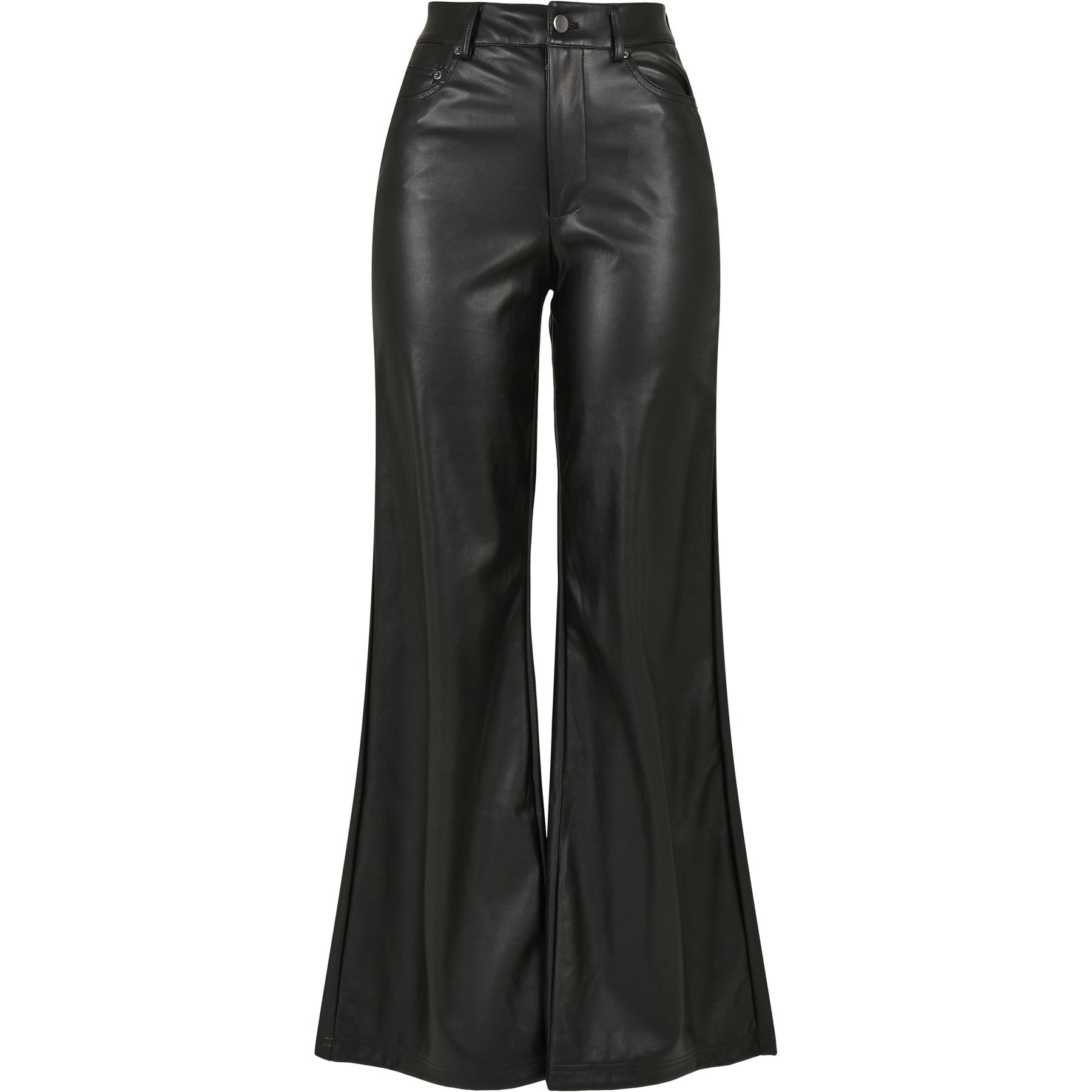 4065812002402 - Ladies Faux Leather Wide Leg Pants Kunstlederhose schwarz
