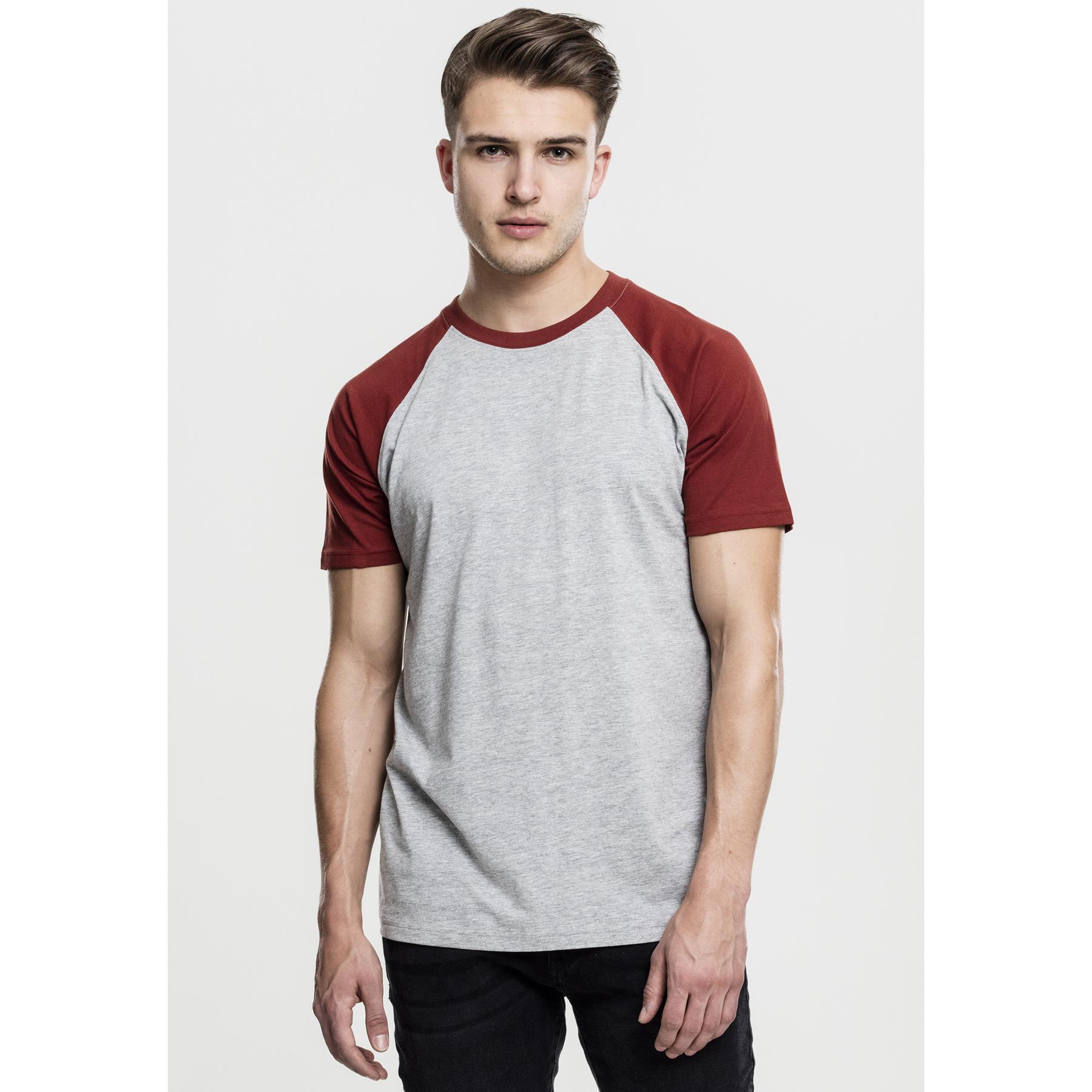 4053838080887 - Raglan Contrast Tee T-Shirt charcoal burgund in L 4053838080887 - Raglan Contrast Tee T-Shirt charcoal burgund in L