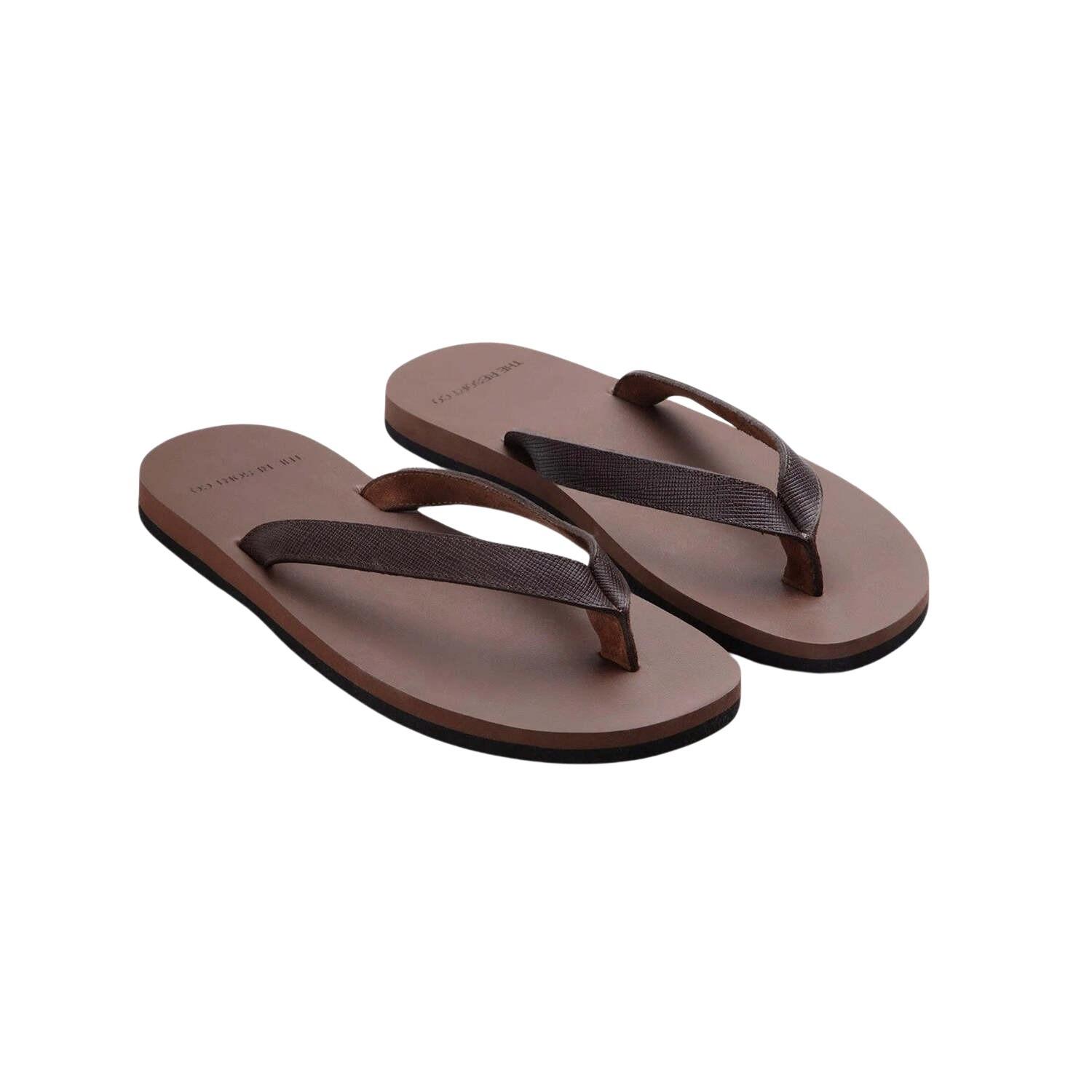 7350110050437 - The Resort Co Saffiano Leather Flip-Flop Brown