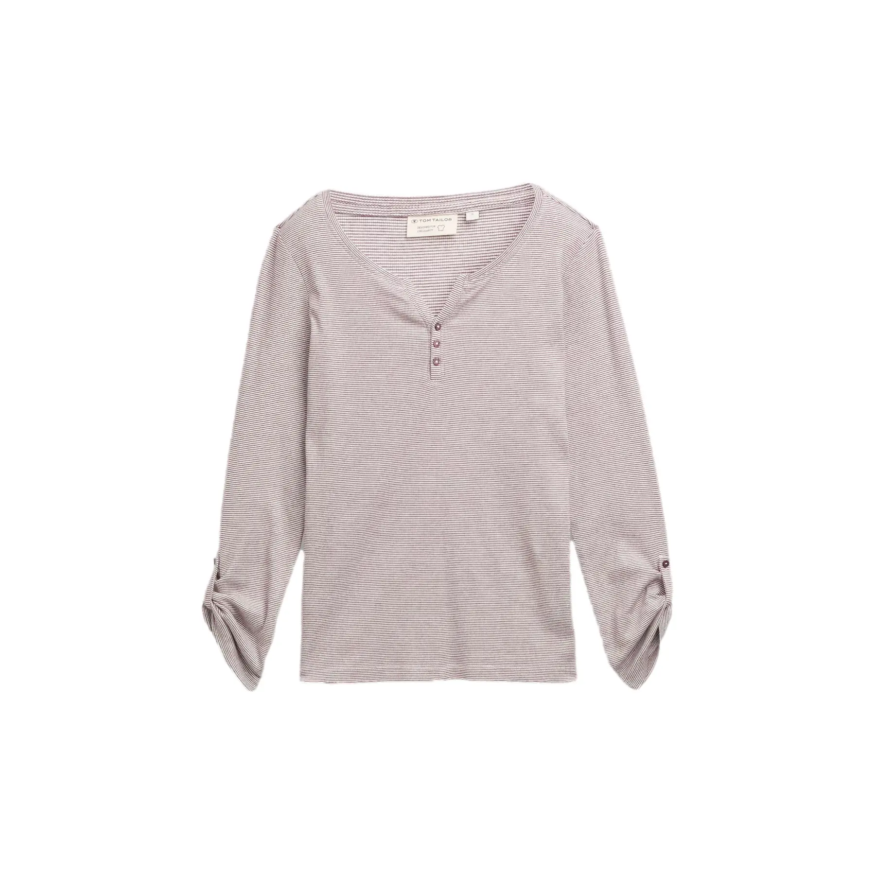 Maglietta a manica lunga da donna a righe  Henley