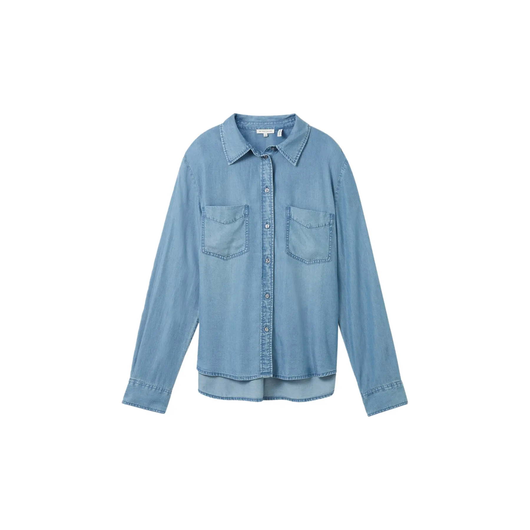 Tom Tailor - Blouse met TENCEL™ Lyocell - Maat 46 - Clean Mid Stone Blue Denim
