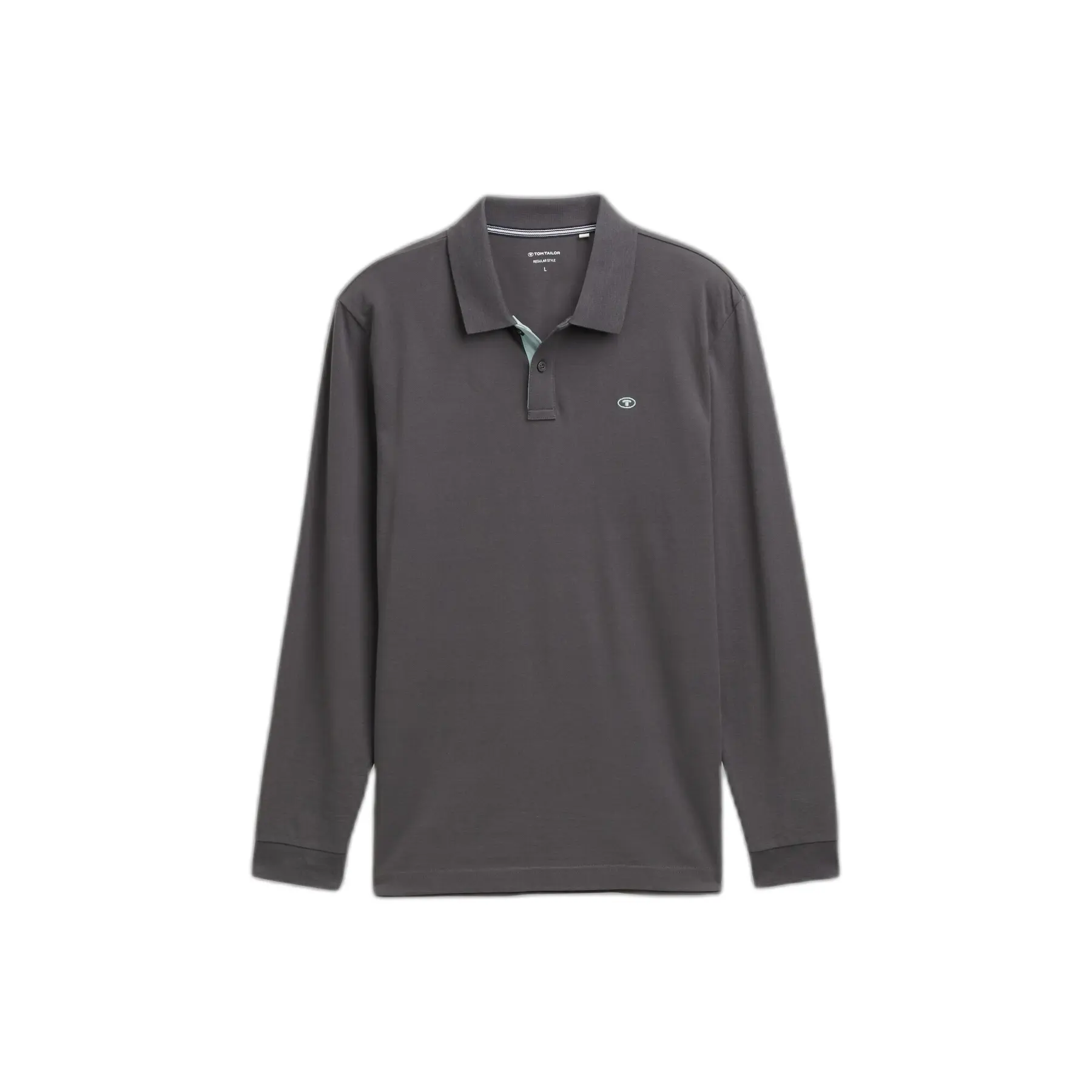Tom Tailor - Piqué-poloshirt met lange mouwen - Maat L - Dark Shadow
