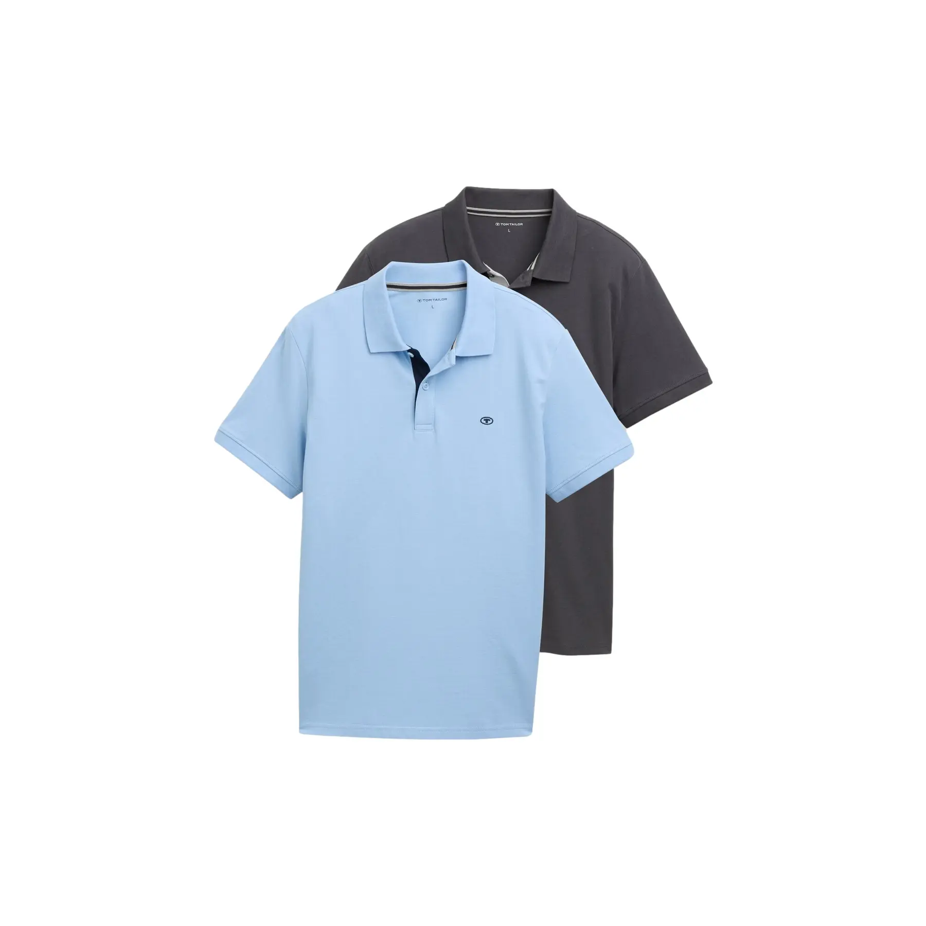 Tom Tailor - Poloshirts in een set van 2 - Maat M - washed out middle blue