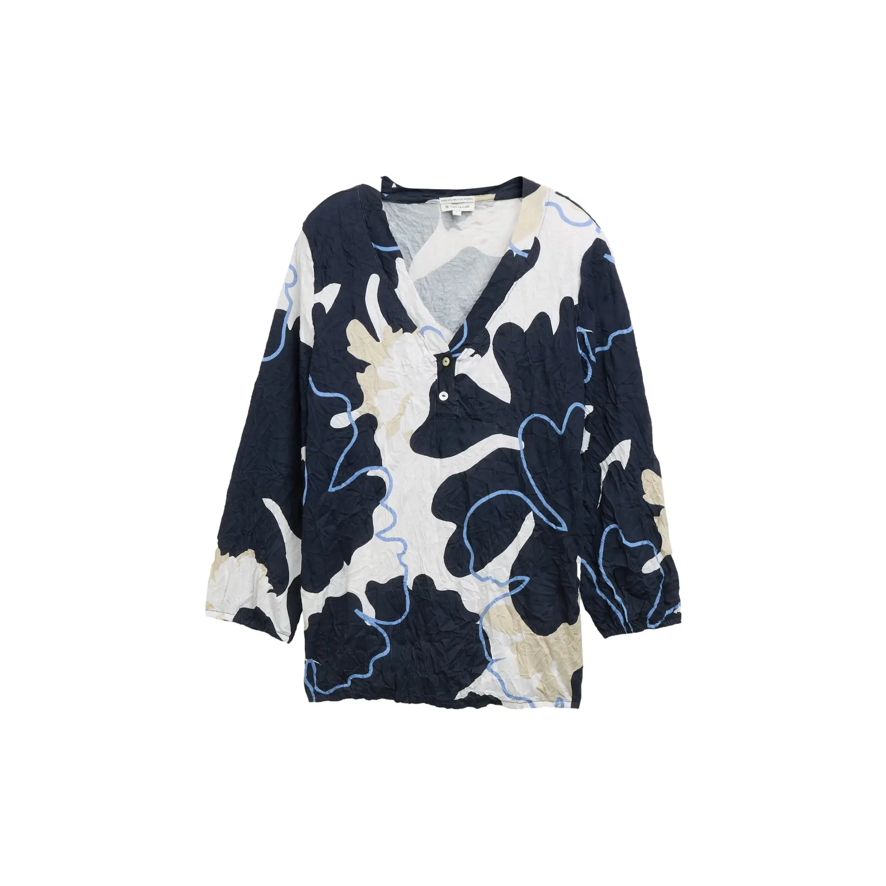 Damen Bluse mit V-Ausschnitt und Effekt in zerknitterter Optik Tom Tailor
