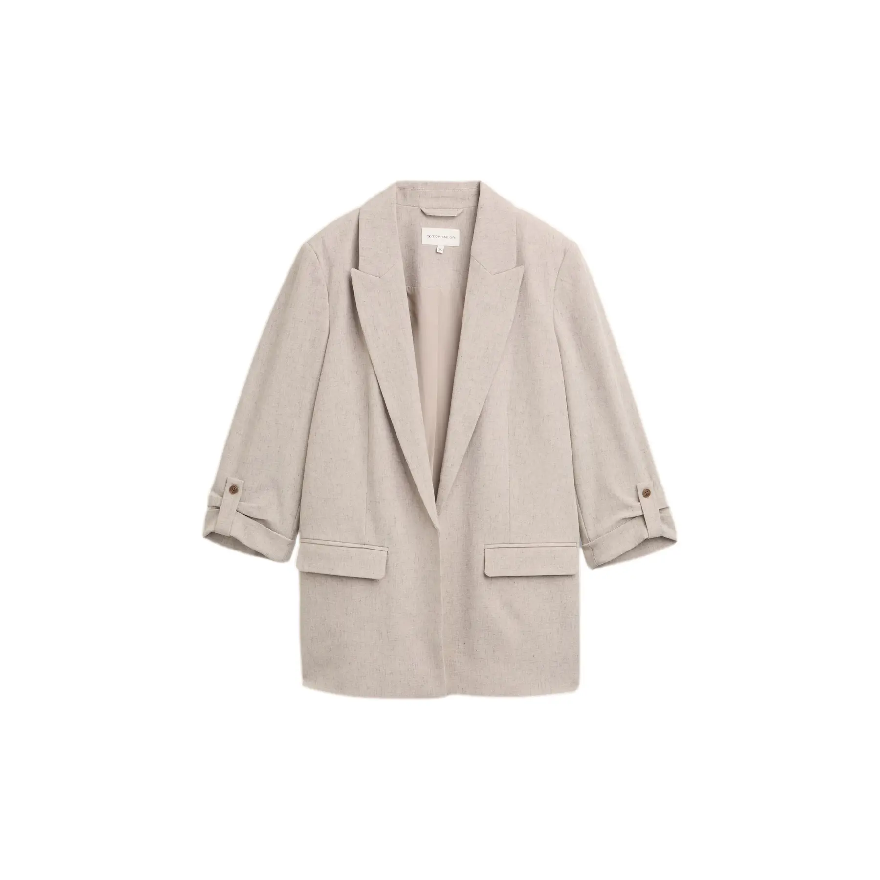 Tom Tailor - Losvallende blazer - Maat 34 - taupe black structure