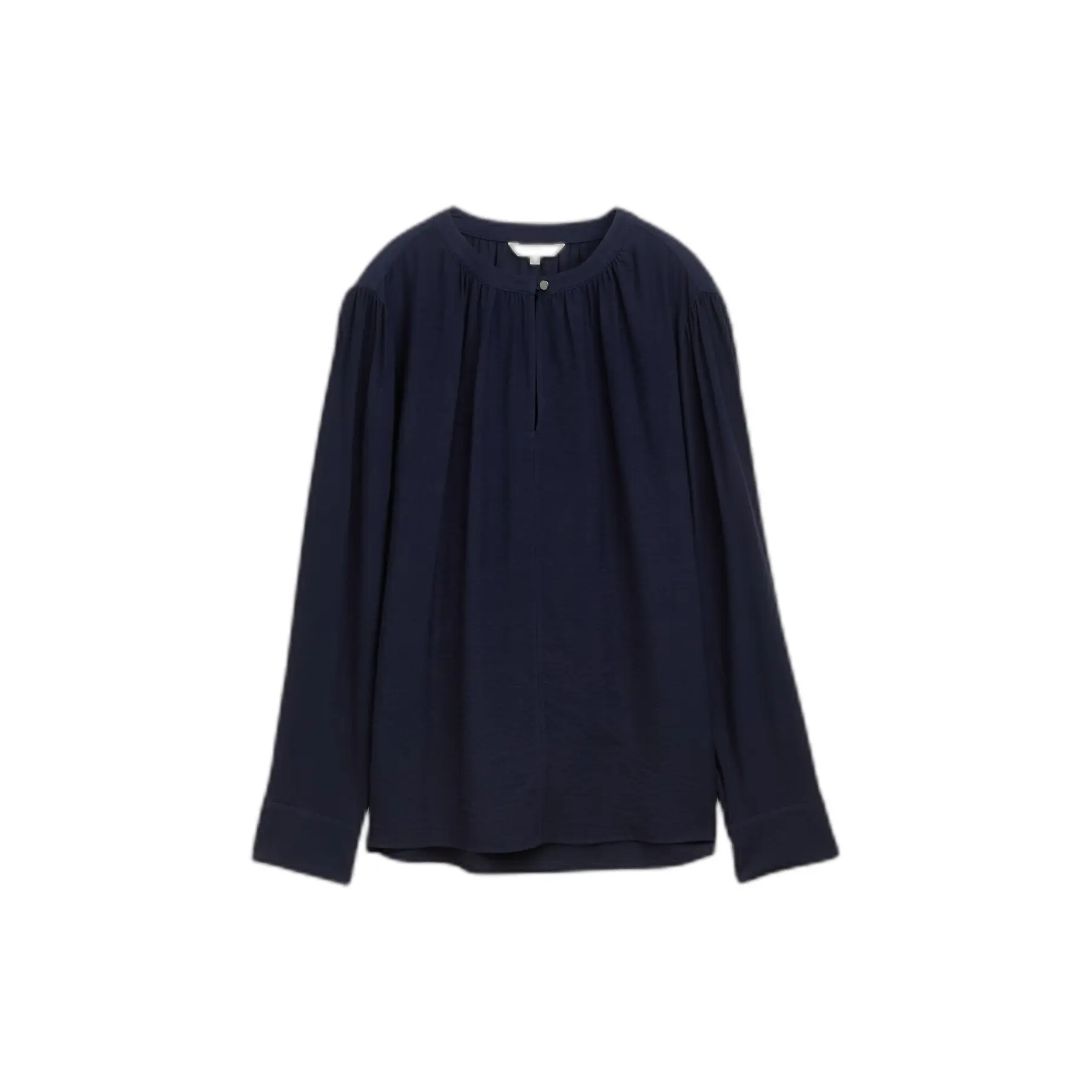 Tom Tailor - Crinkle blouse met ruches - Maat 46 - sky captain blue