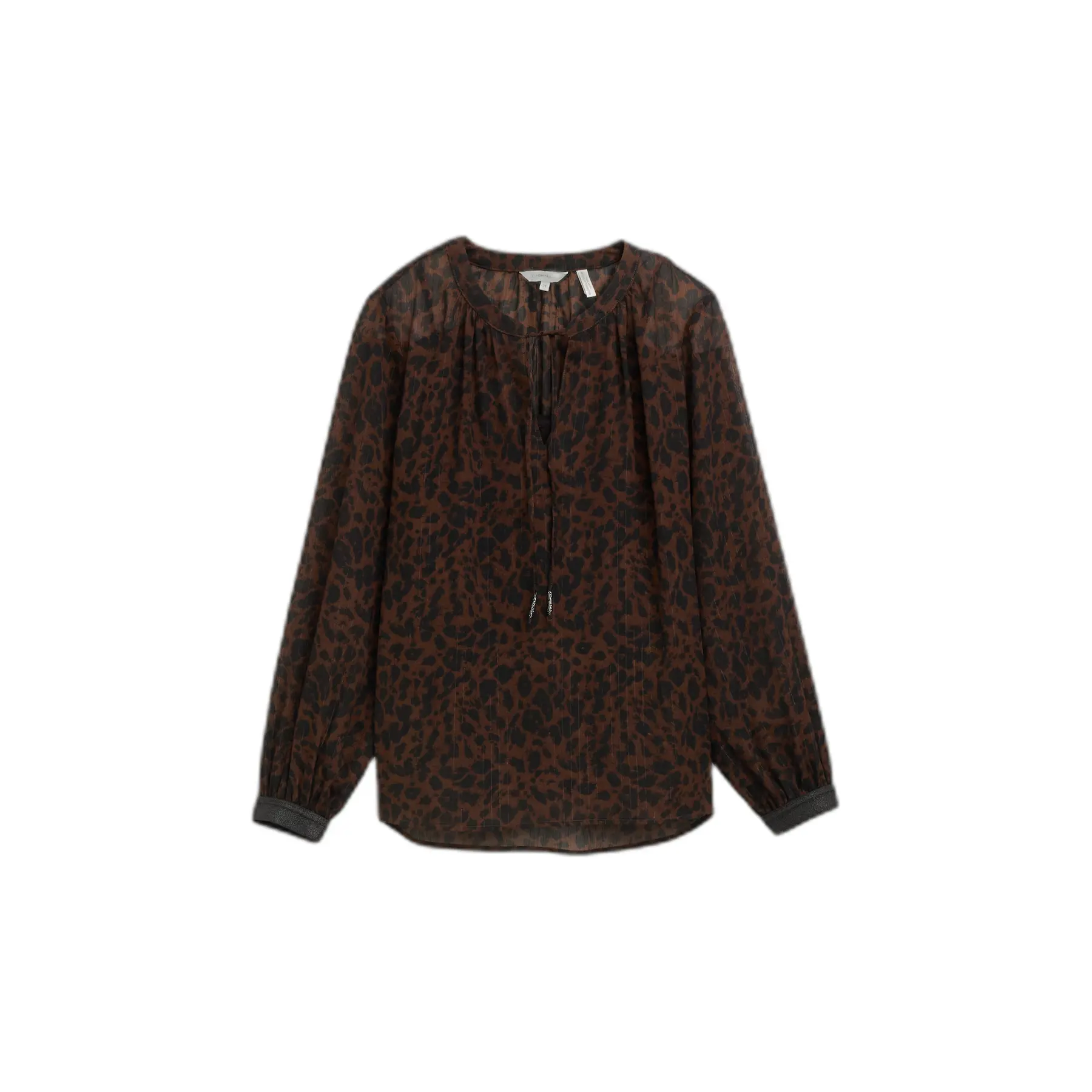 Tom Tailor - Chiffon blouse met luipaardprint - Maat 42 - brown black small leo print