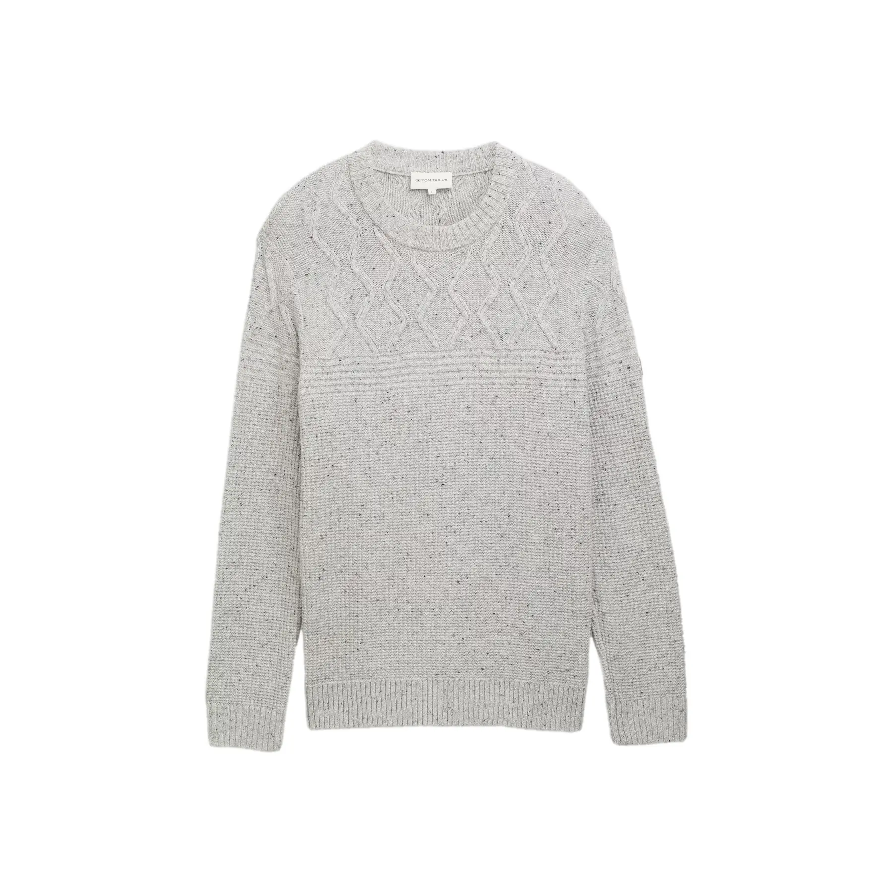 Tom Tailor - Gebreide trui met structuurmix - Maat XXL - grey melange multi neps