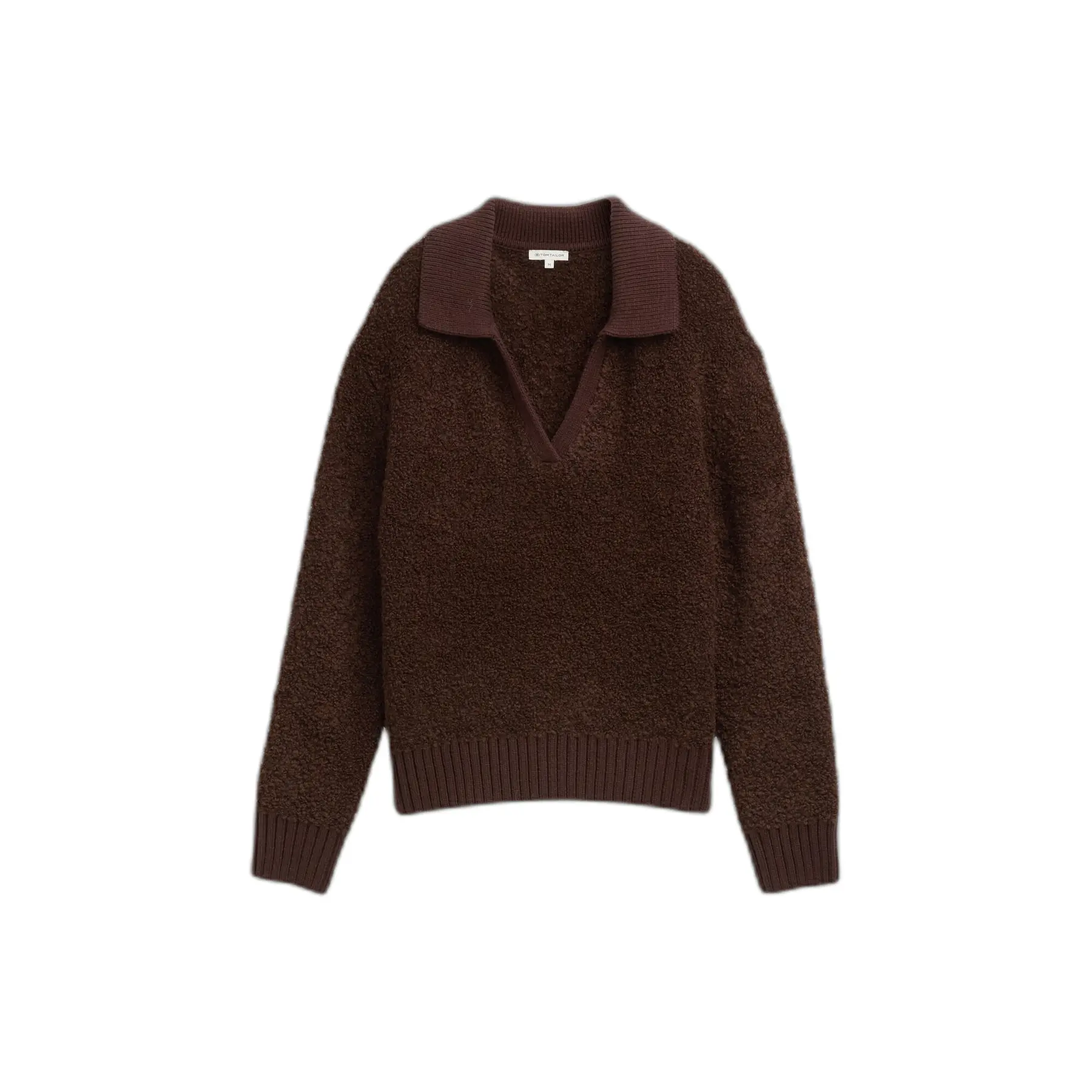 Pull col V aus Boucle-Garn für Damen Tom Tailor