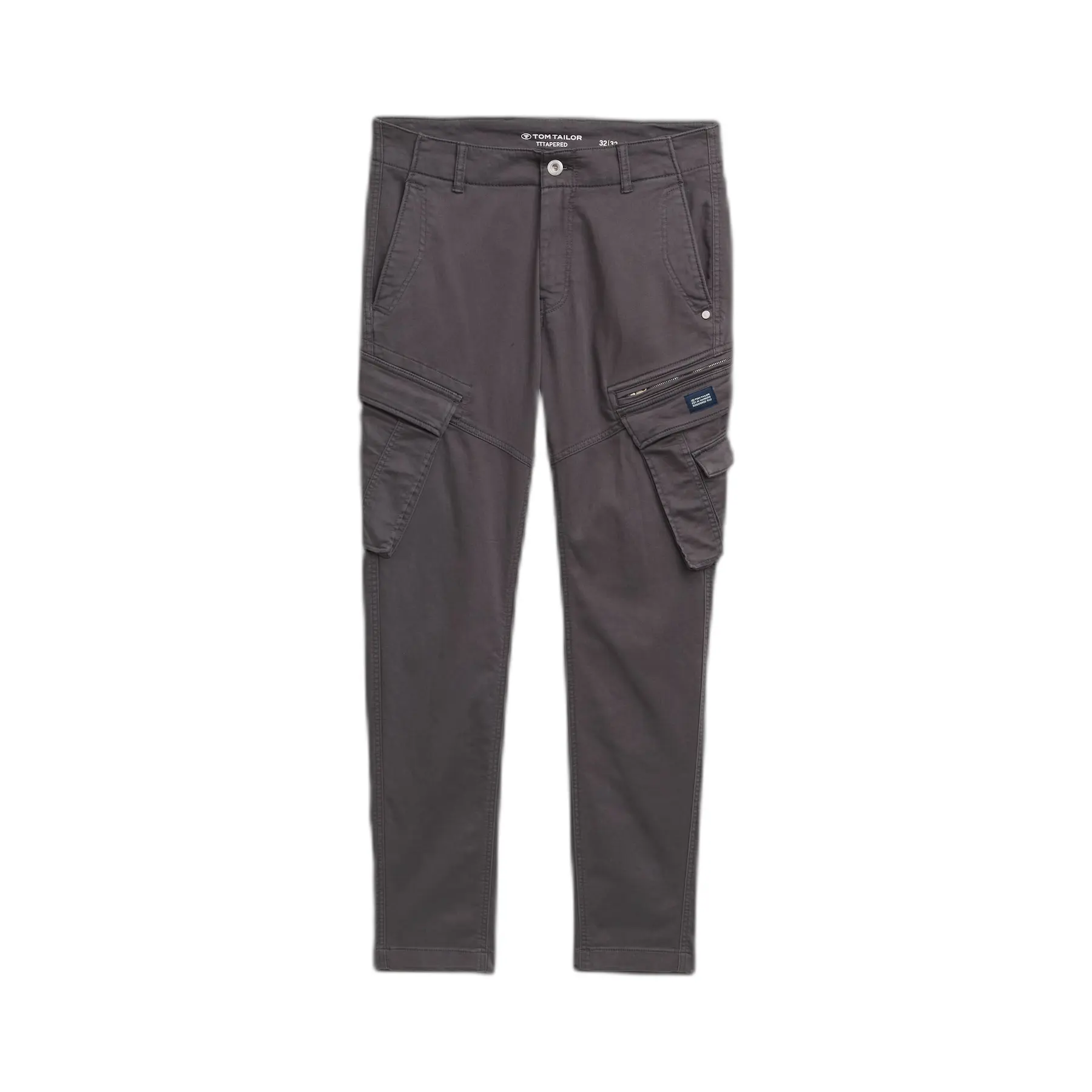 Tom Tailor - Tapered cargobroek met stretch - Maat 30/32 - Tarmac Grey