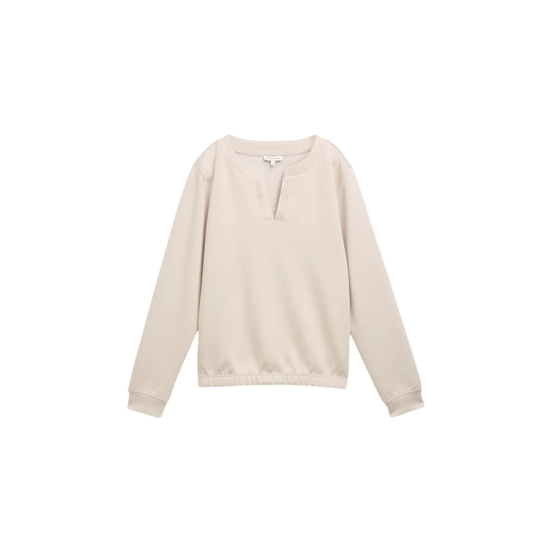 Damen V-Ausschnitt Sweatshirt aus Scuba Tom Tailor