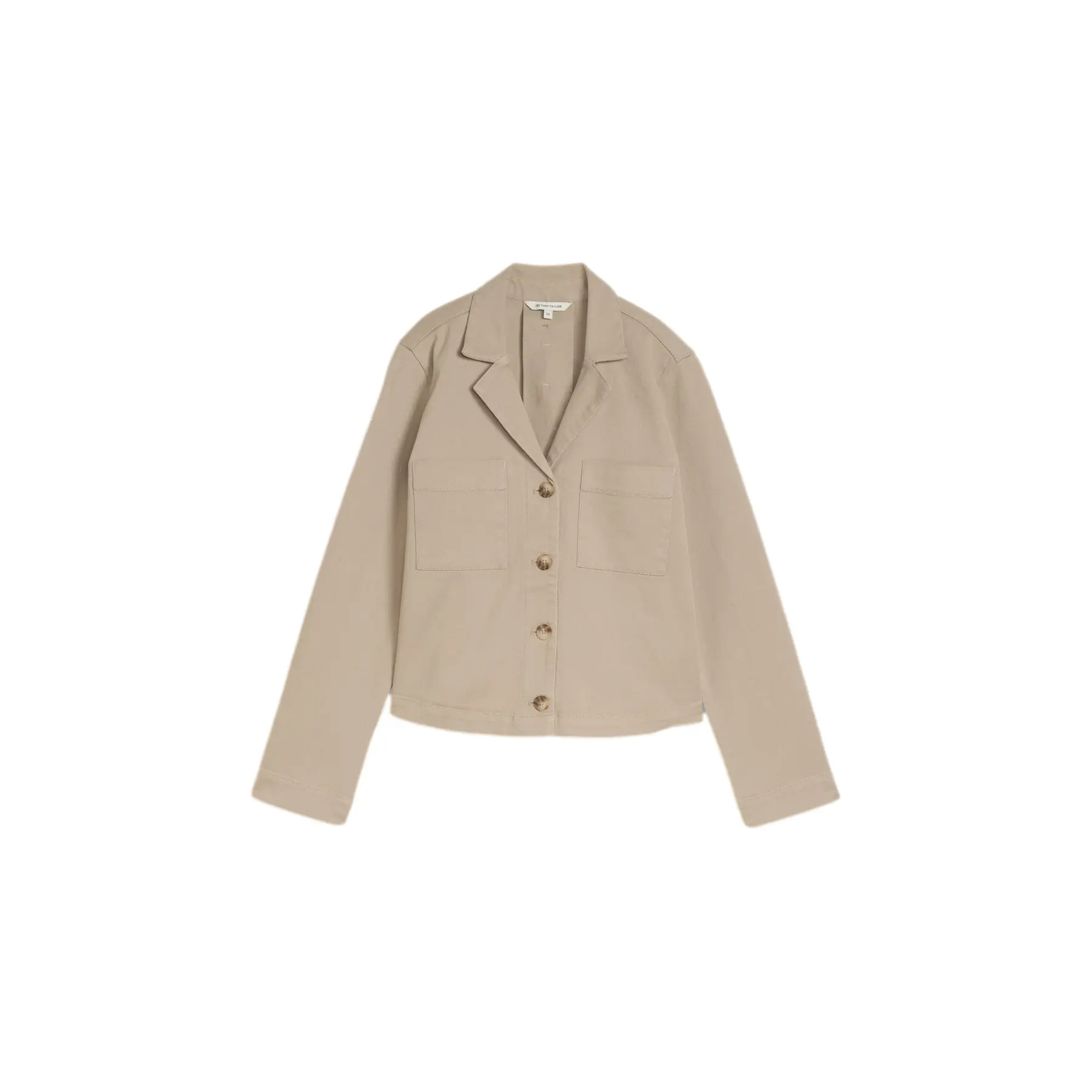 Tom Tailor - Regular fit jas met borstzakken - Maat 38 - soft taupe grey