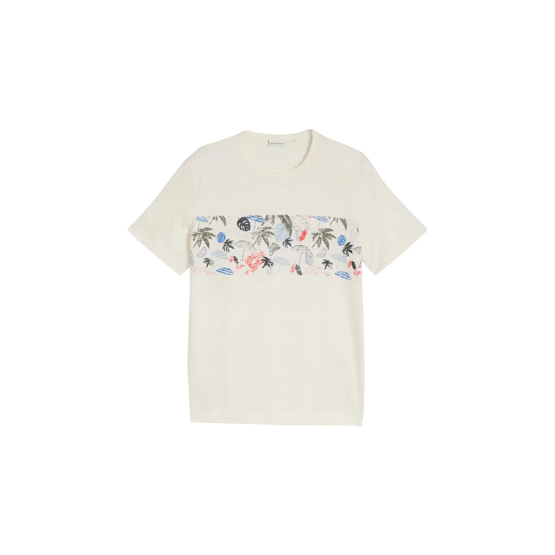 Melange-T-Shirt mit einem sommerlichen Print auf der Brust Tom Tailor