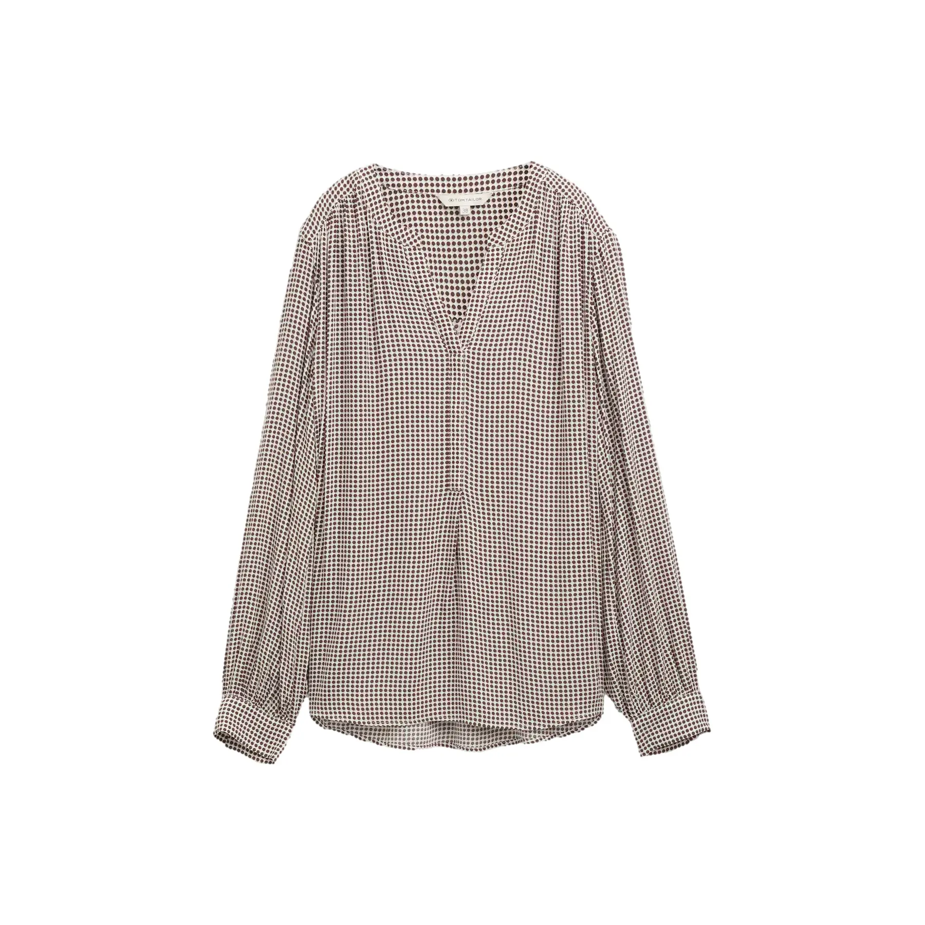 Tom Tailor - Blouse van viscose - Maat 36 - small brown dot print