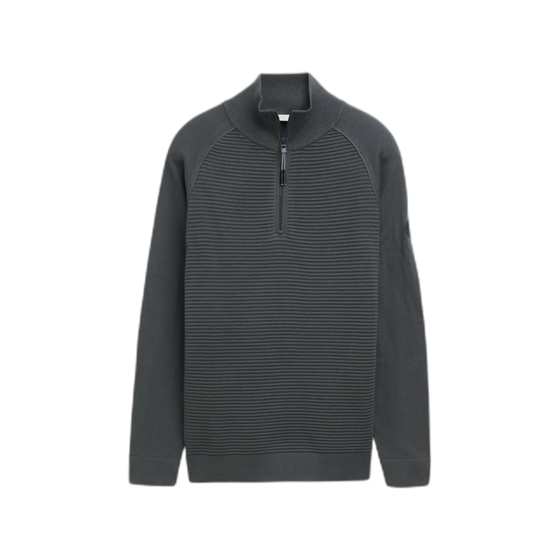 Tom Tailor - Troyer-gebreide trui van katoen - Maat XXL - Darkest Olive