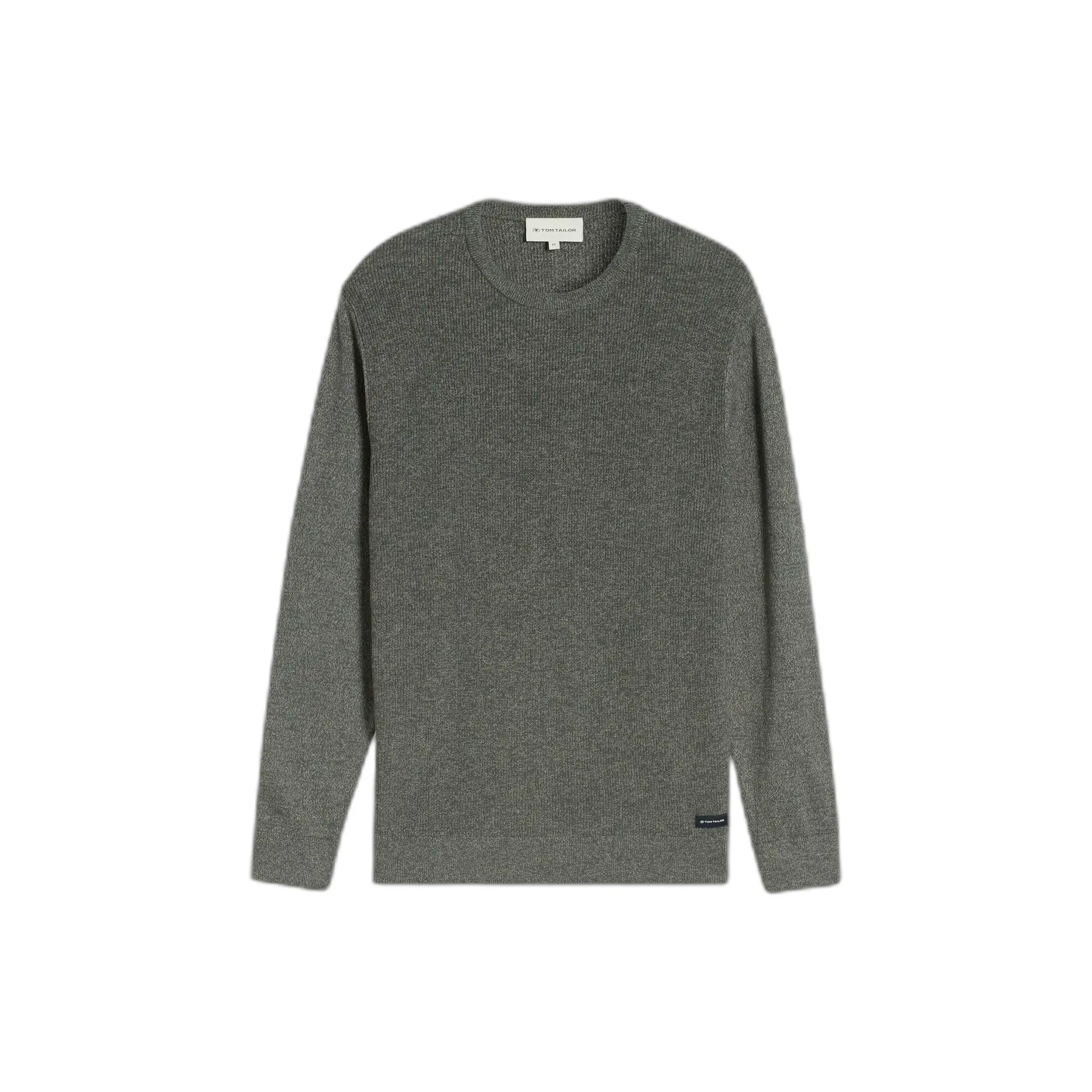 Tom Tailor - Gebreide trui met gemêleerde look - Maat XXL - darkest olive tonal mouline