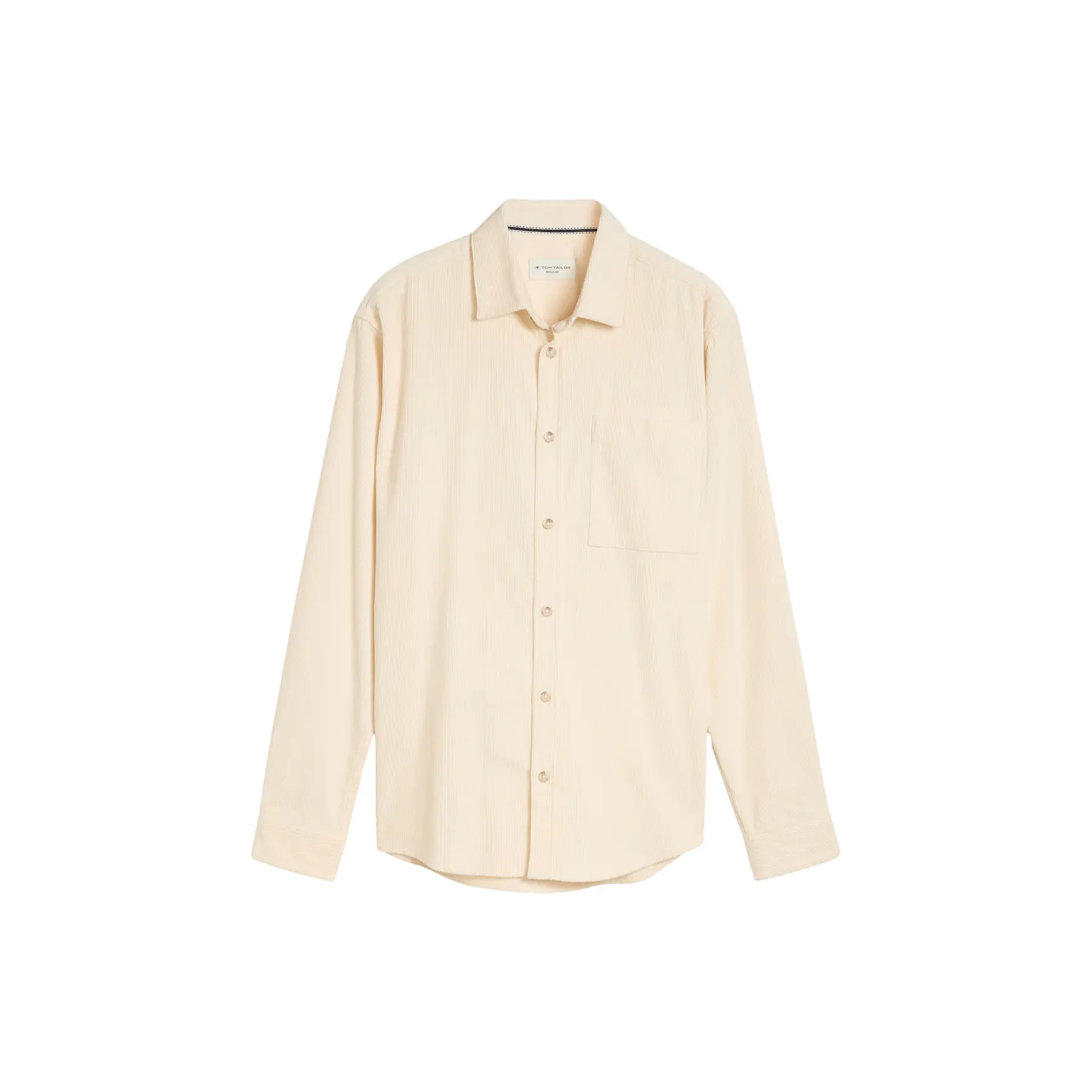 Tom Tailor - Regular fit corduroy overhemd met borstzak - Maat XXL - Gardenia White
