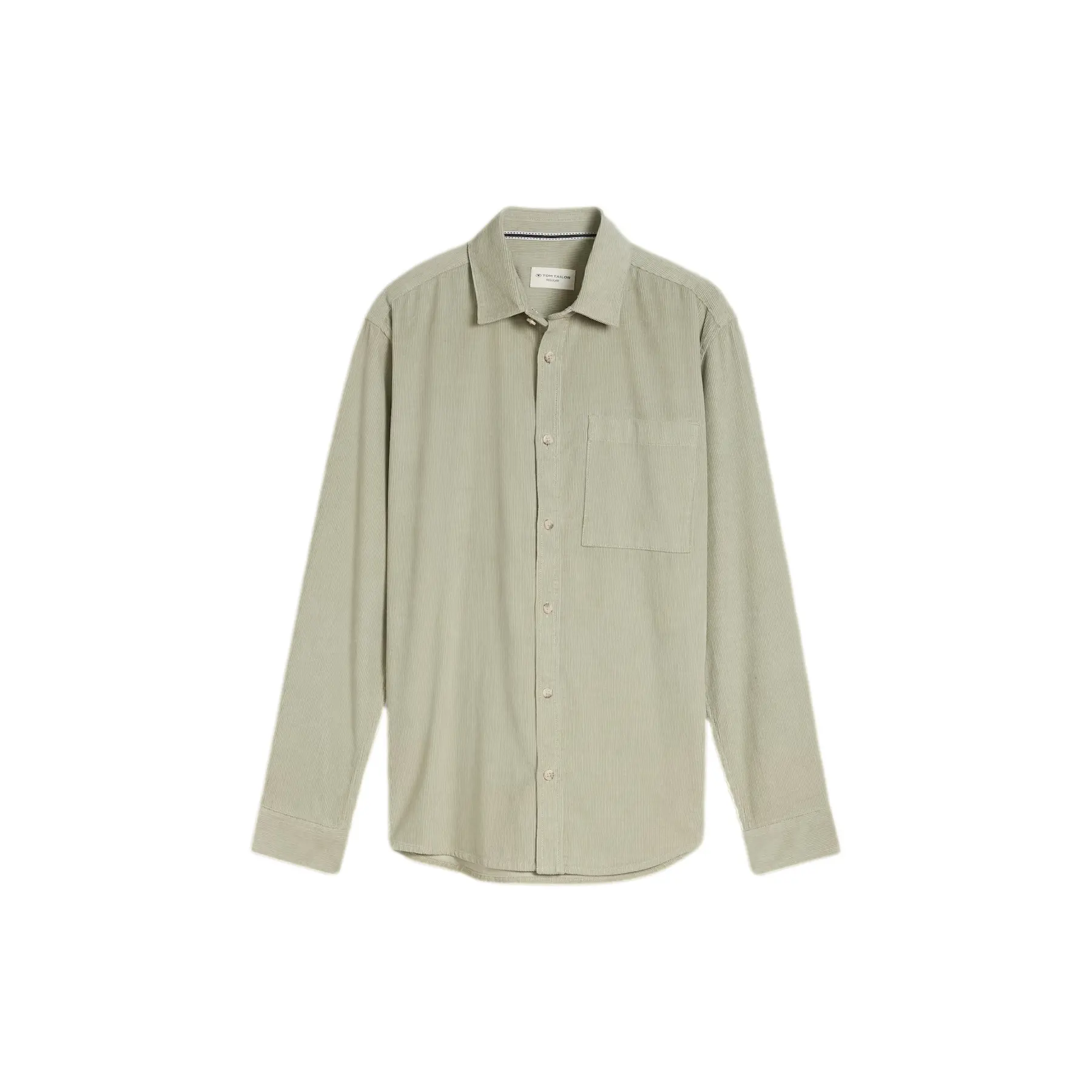 Tom Tailor - Regular fit corduroy overhemd met borstzak - Maat XXL - iron mint