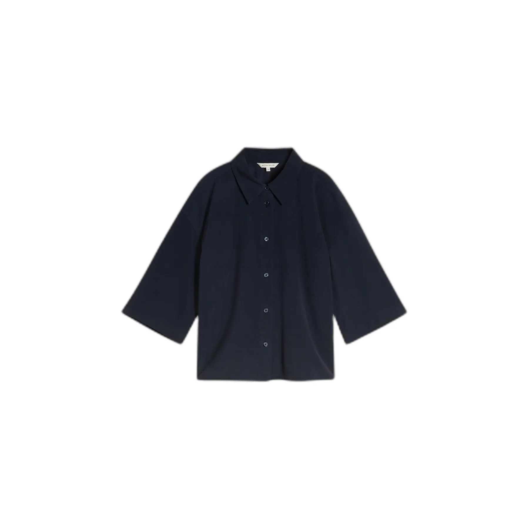 Tom Tailor - Oversized overhemdblouse met 3/4-mouwen - Maat 38 - sky captain blue