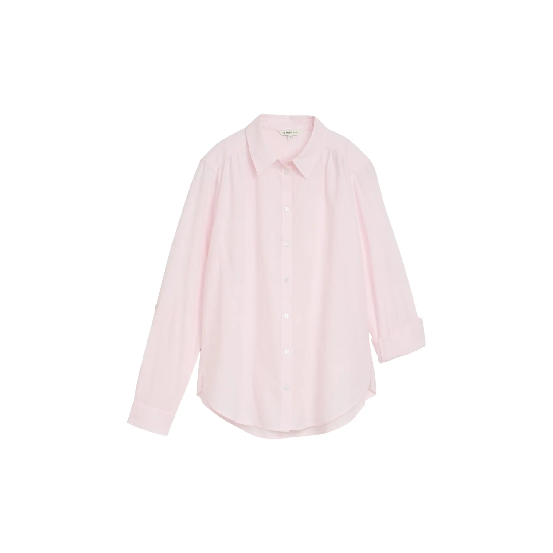 Tom Tailor - Overhemdblouse met omgeslagen boorden - Maat 36 - light pastel pink dobby
