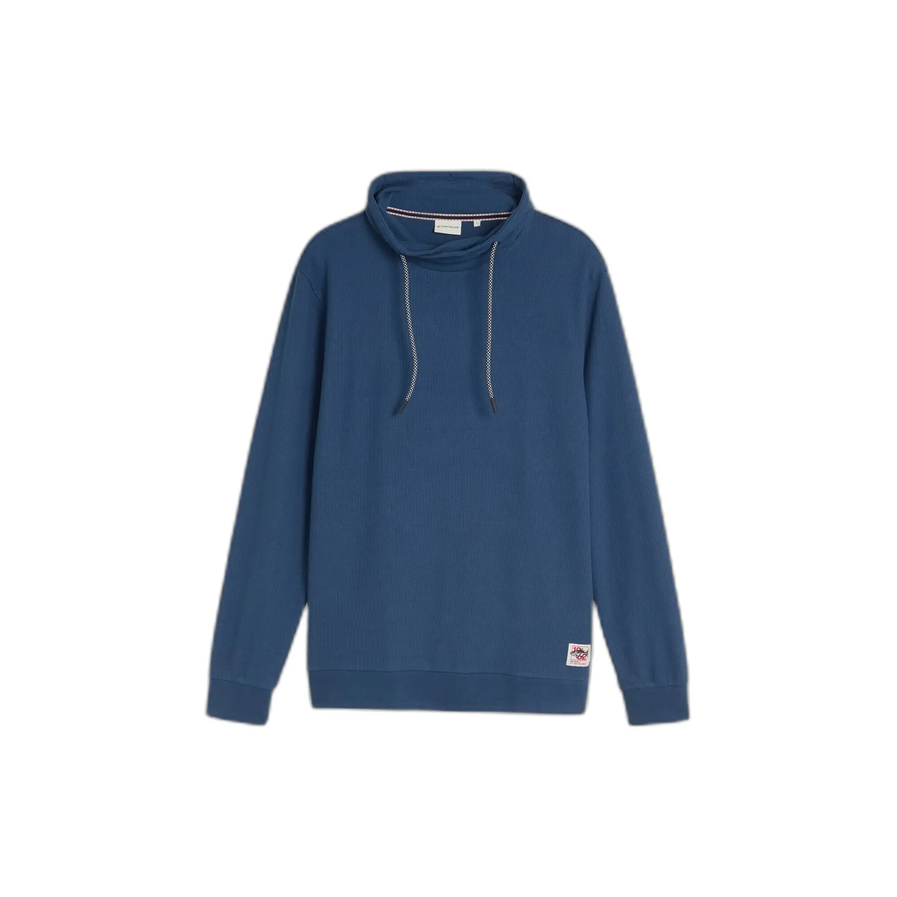 Tom Tailor - Snood-shirt met lange mouwen en wafelstructuur - Maat S - Dark Duck Blue