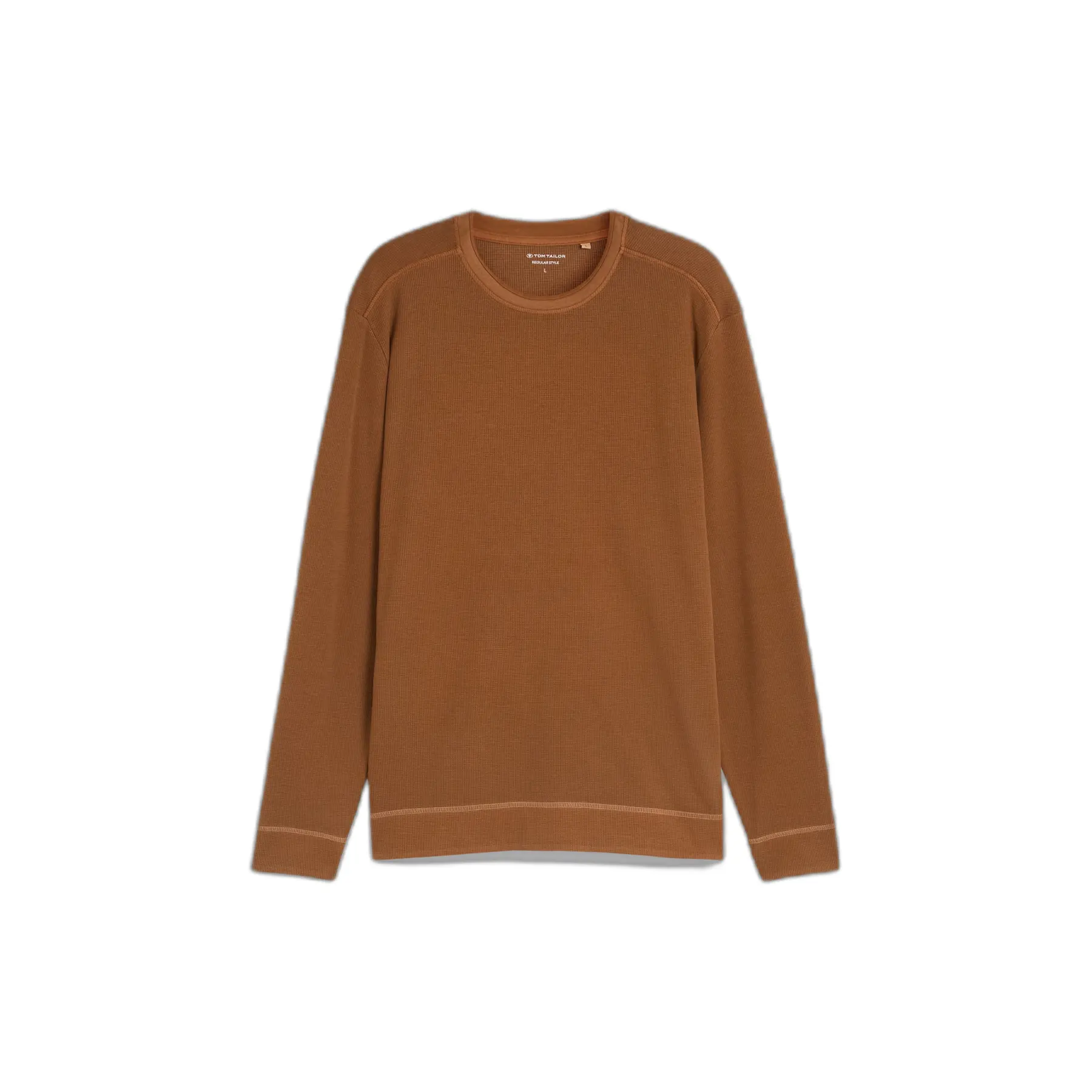 Tom Tailor - T-shirt met lange mouwen in used-look - Maat XXL - bright camel brown