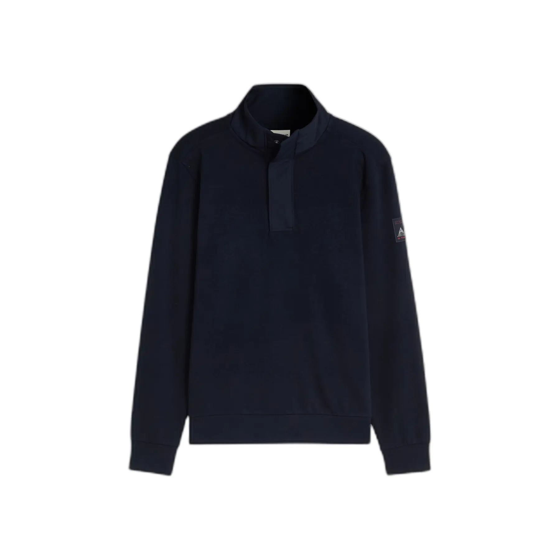 Tom Tailor - Troyer-sweatshirt met badge - Maat S - sky captain blue