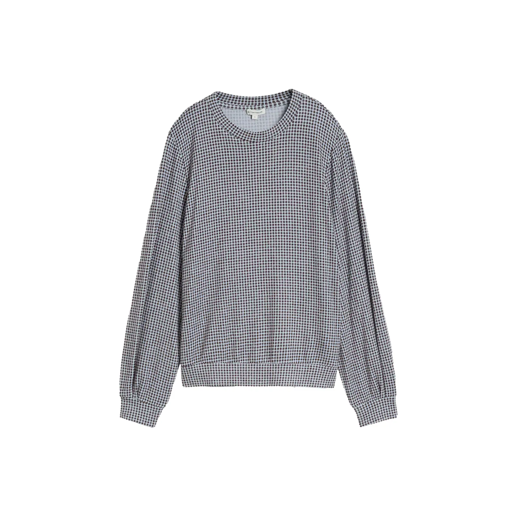 Tom Tailor - Gezellig T-shirt met lange mouwen en patroon - Maat XXL - brown dot on blue melange