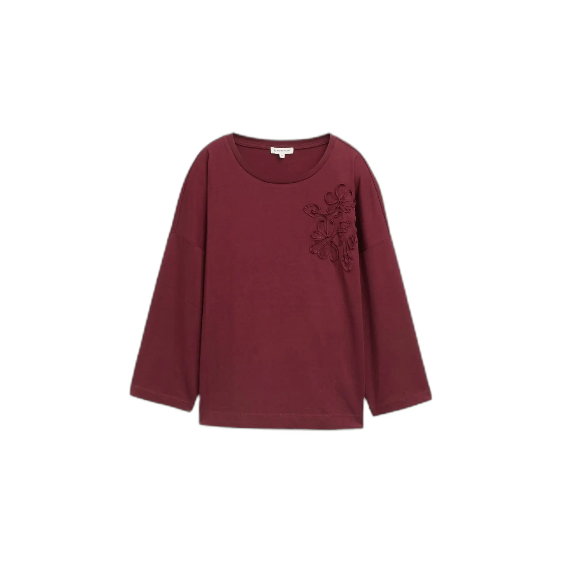 Gestreifter Langarmshirt mit besticktem Blumenmuster Damen Tom Tailor